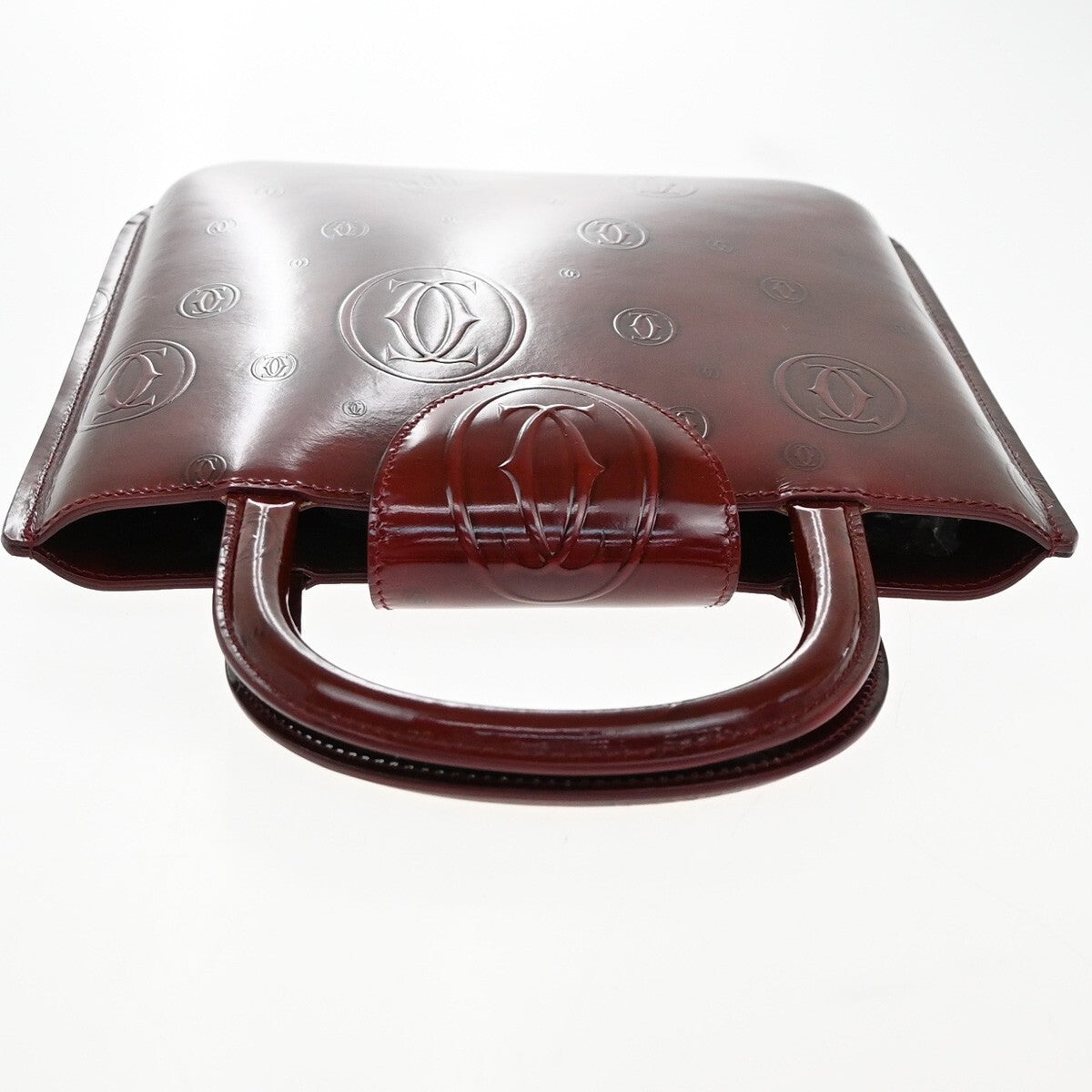CARTIER Logo Birthday Hand Bag Patent Leather Red France 30EF198