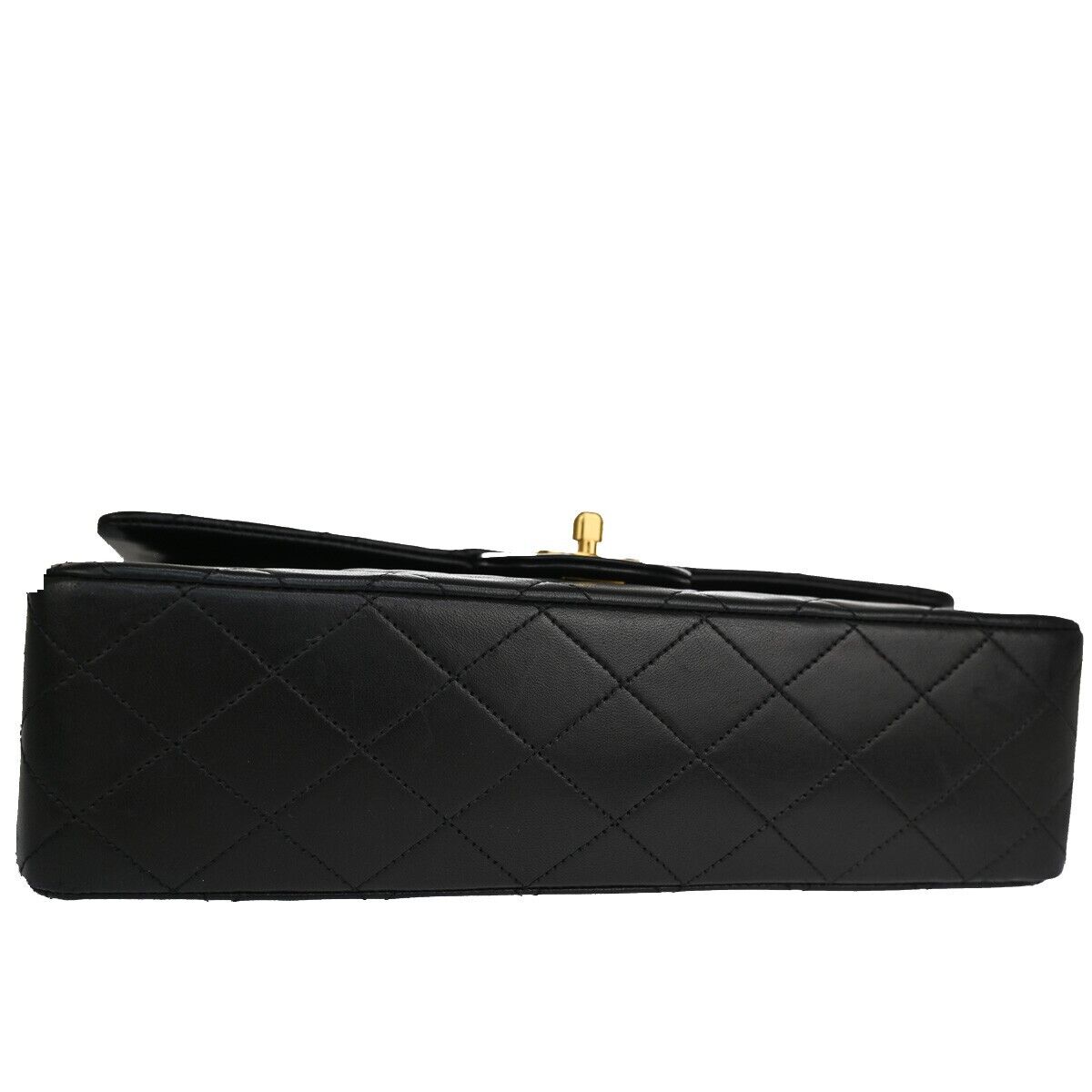 CHANEL CC Matelasse 25 Double Flap Chain Shoulder Bag Leather Black GHW 726RJ450