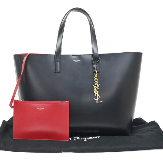 SAINT LAURENT  Shoulder Hand Tote Bag Pouch Leather Black GHW Italy 95RL924