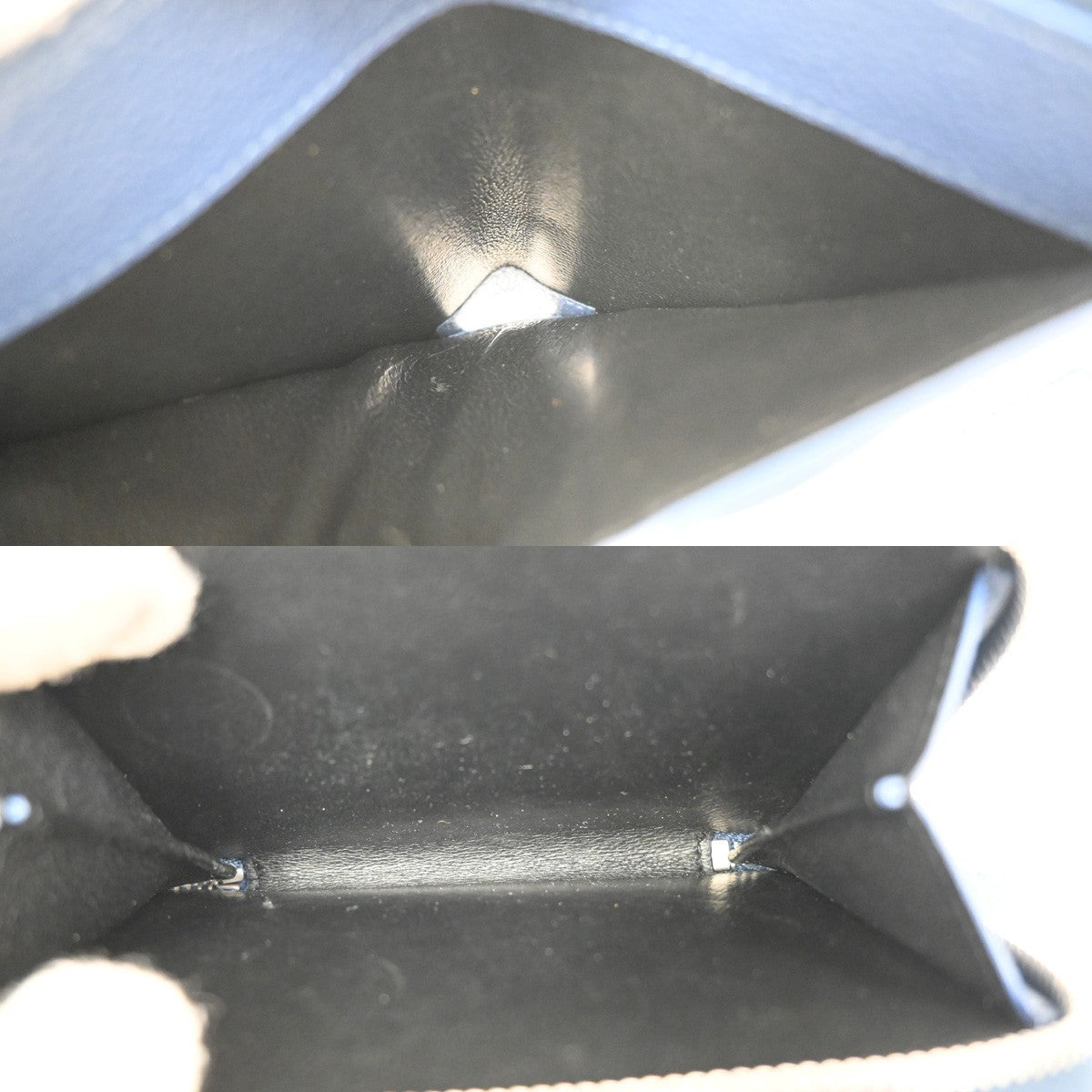 YVES SAINT LAURENT Zipper Around Compact Wallet  Leather Blue 65KB728