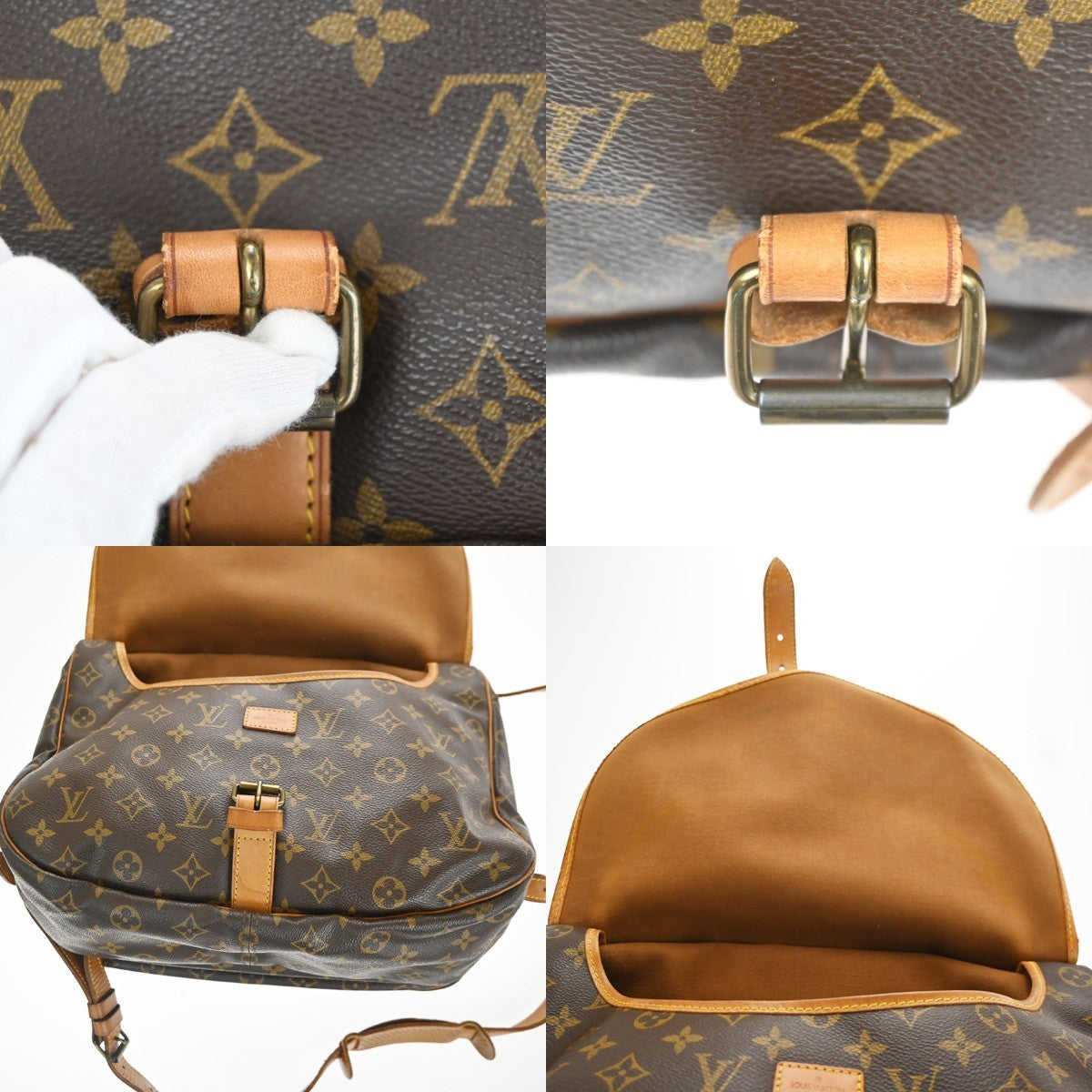LOUIS VUITTON Saumur 35 Shoulder Bag Monogram Leather Brown M42254 86MA460