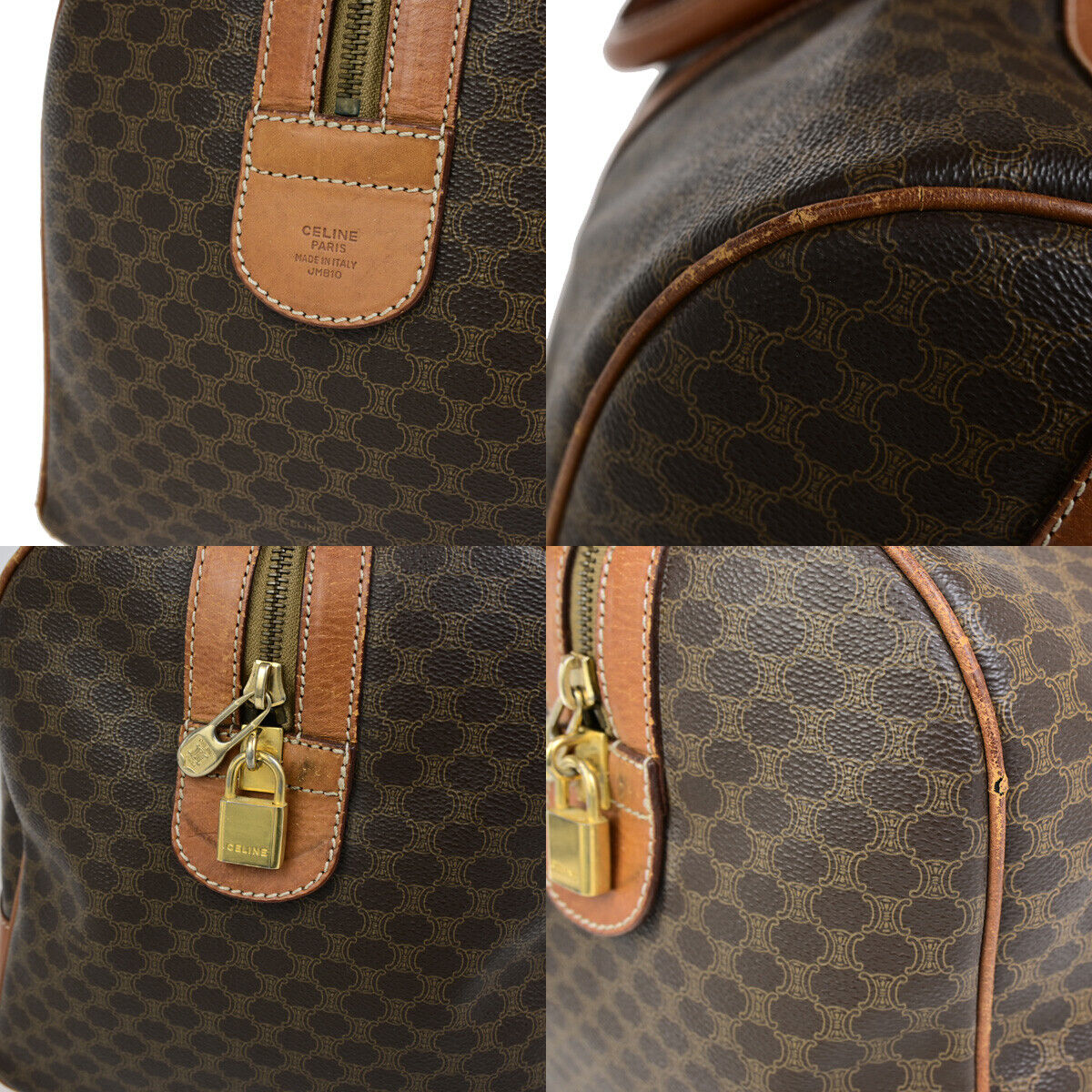 CELINE Logo Macadam Pattern Travel Hand Bag PVC Leather Brown GHW Italy 01YG640