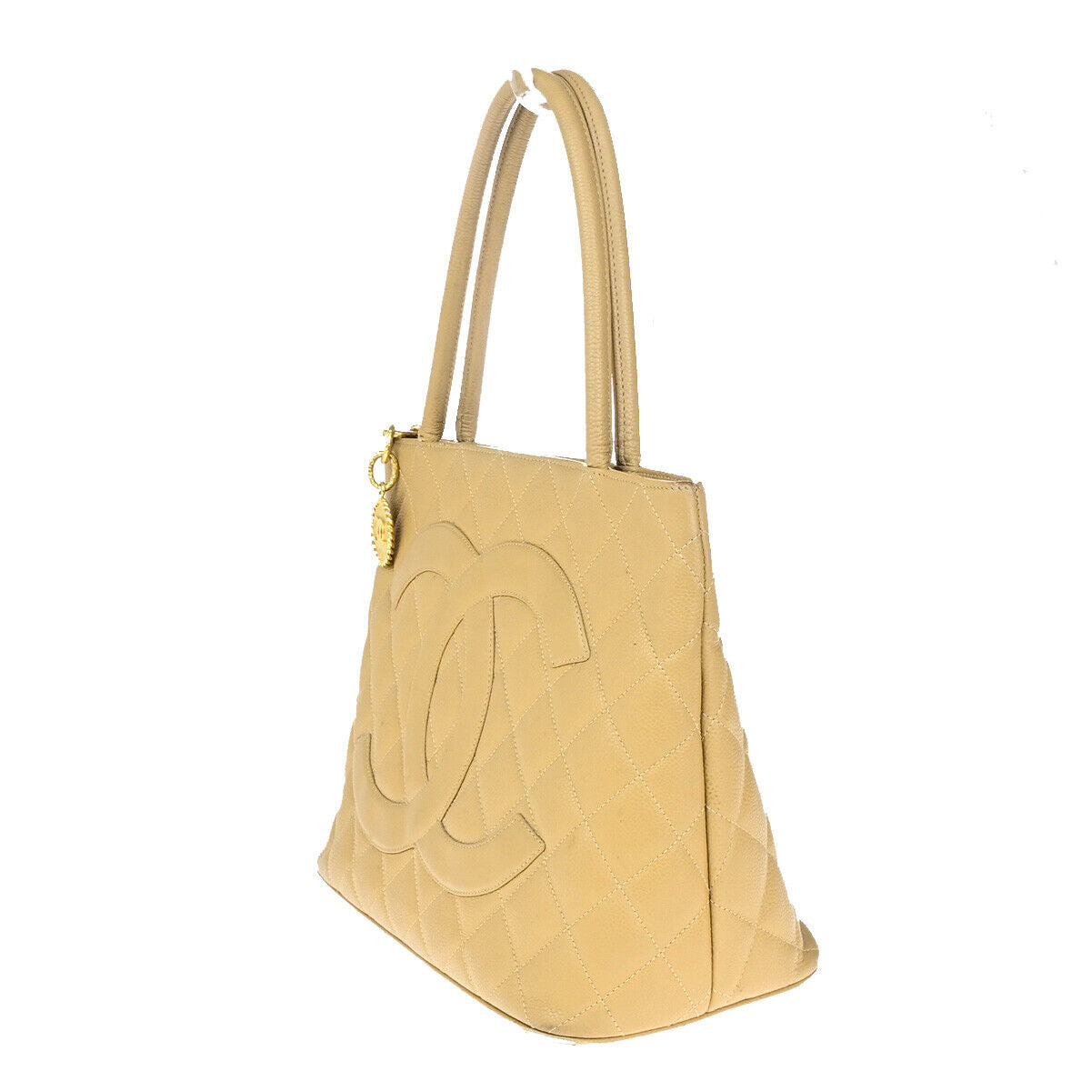 CHANEL CC Medallion Matelasse Shoulder Bag Grained Calfskin Leather BE 46RK561