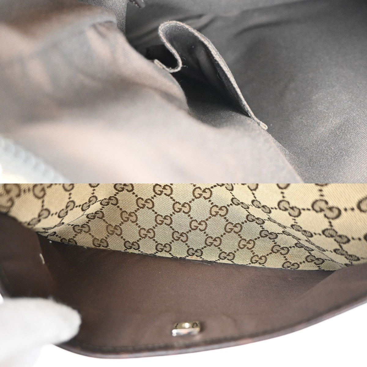 GUCCI Logo GG Crossbody Shoulder Bag Leather Canvas Brown SHW Italy 83KD060