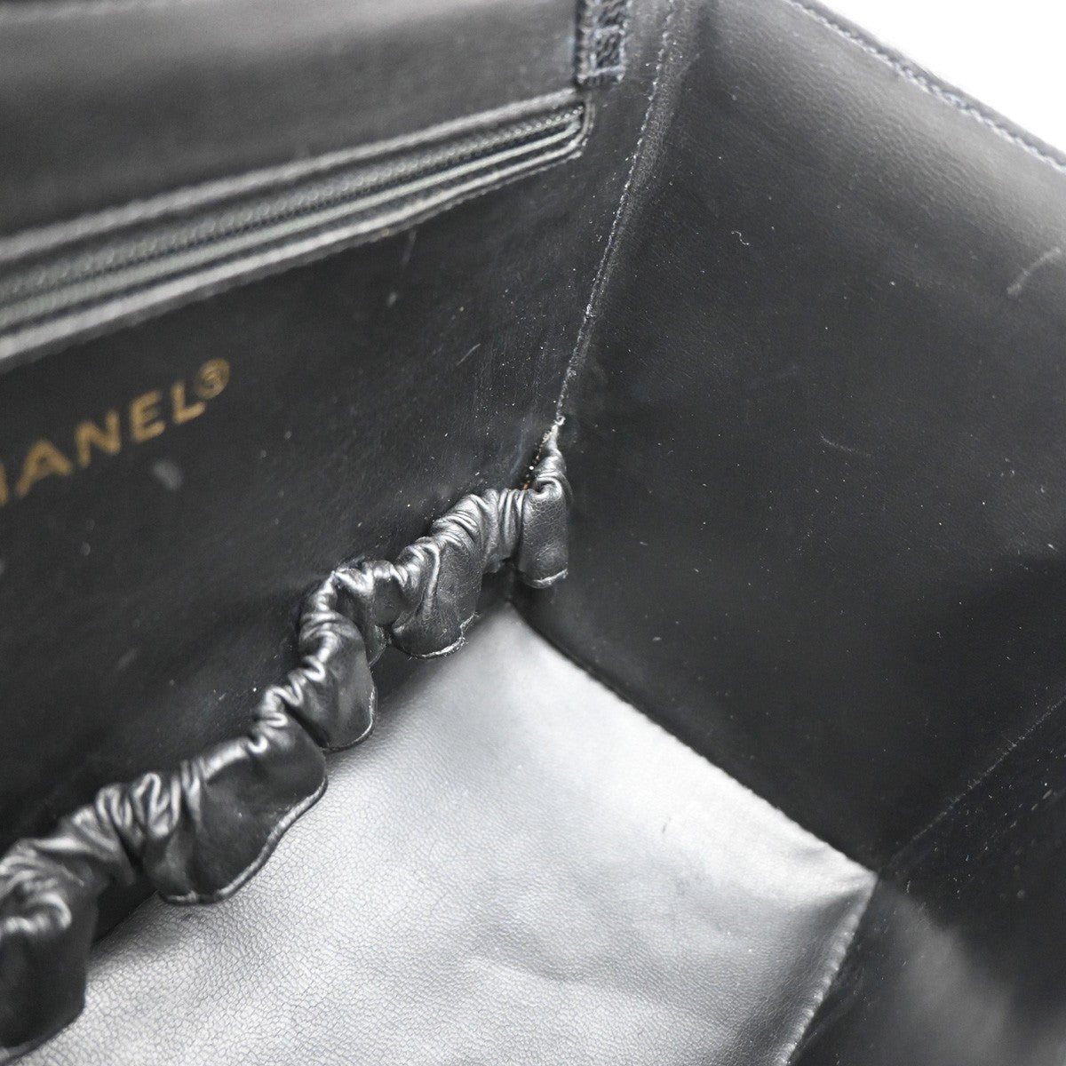 CHANEL 2Way Vanity Shoulder Hand Bag Calfskin Leather Black Vintage 648RP031