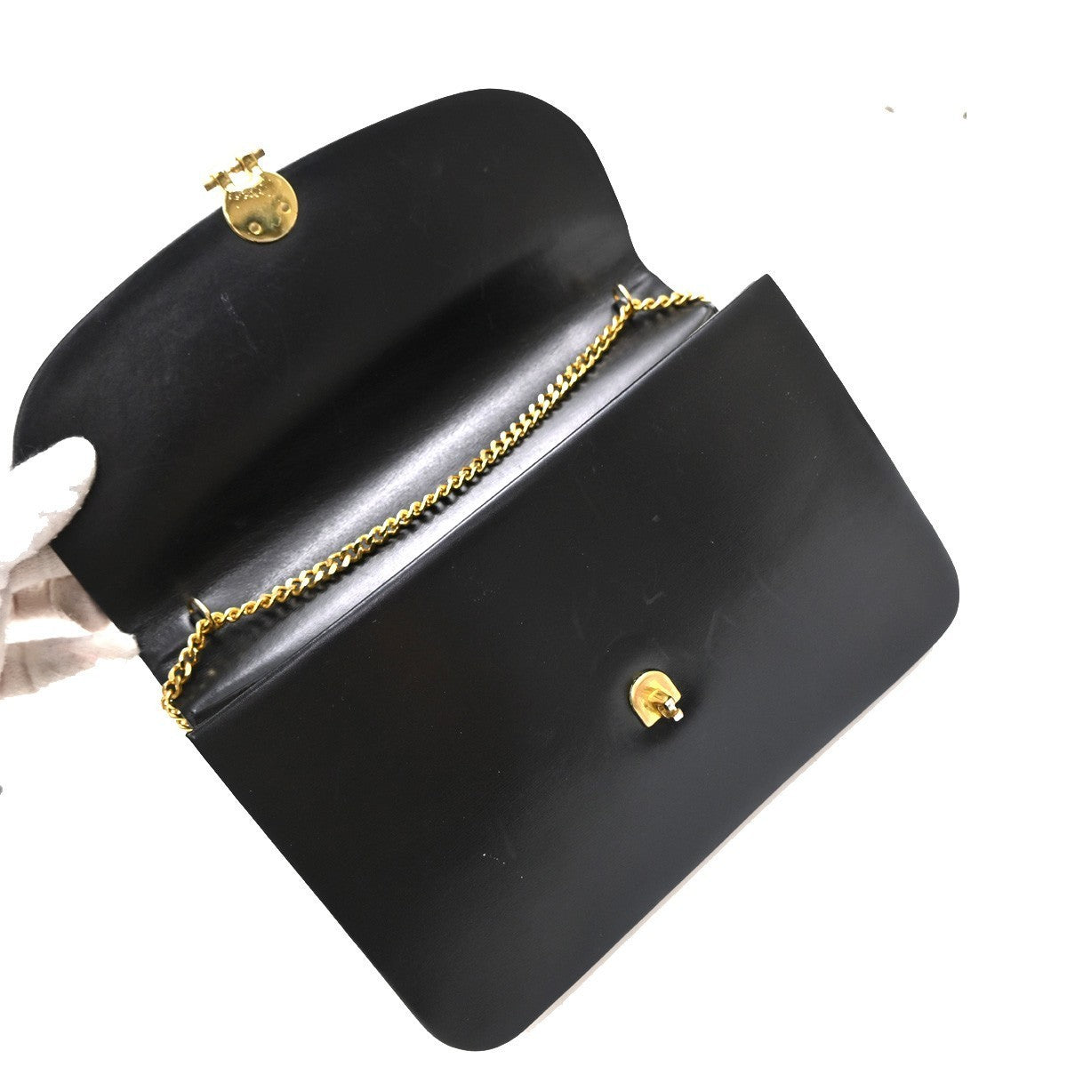 CHRISTIAN DIOR Logo Shoulder Bag Leather Black France GHW 31EG219