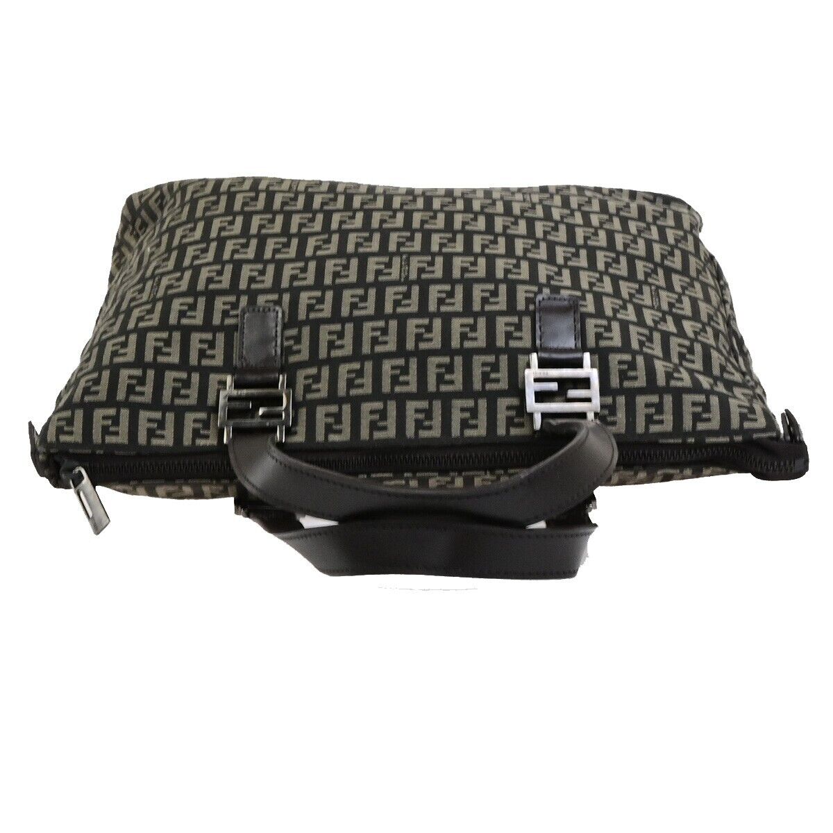 FENDI Logo Zucca Zucchino Pattern Hand Bag Canvas Leather Brown  Italy 34KA540