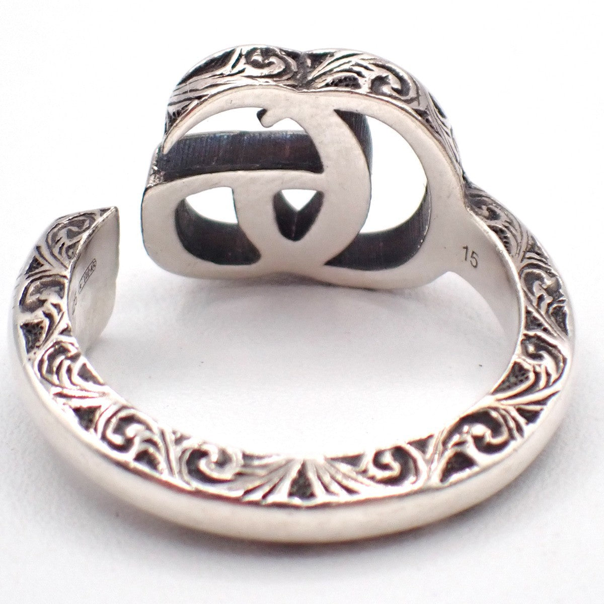 GUCCI GG Logo Ring  Size JP 15 US 7.5 Silver 925 Accessories 61LC628