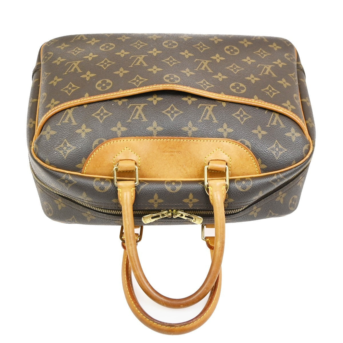 LOUIS VUITTON LV Logo Deauville Hand Bag Monogram Leather Brown M47270 83PA017