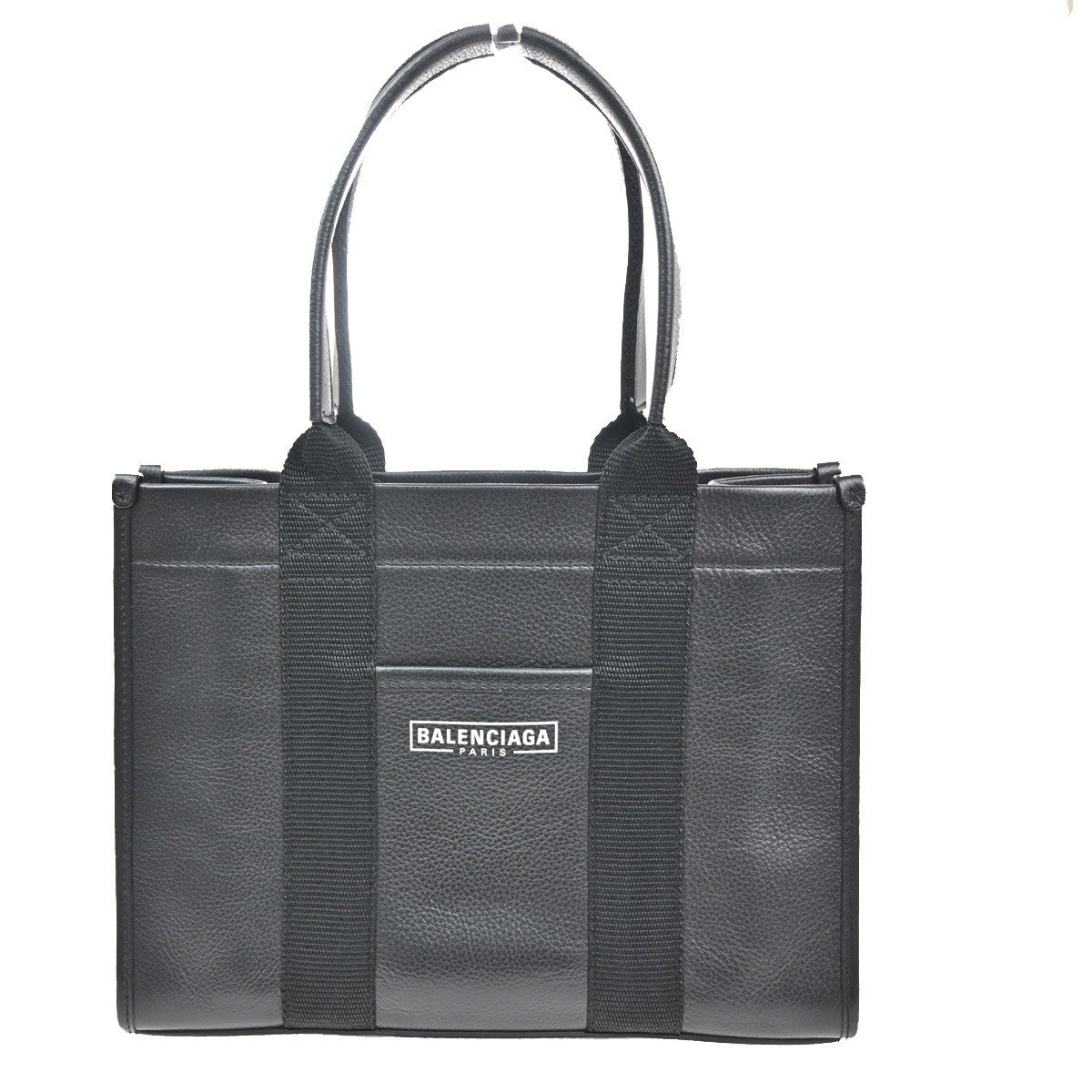BALENCIAGA Hardware Shoulder Hand Tote Bag Leather Black Italy 18KB701