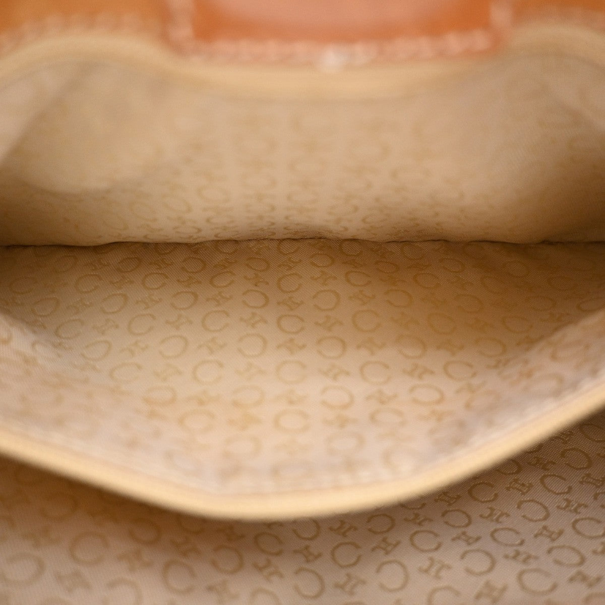 CELINE Logo C Macadam Pattern Shoulder Bag Suede Leather Yellow GHW 38KD150