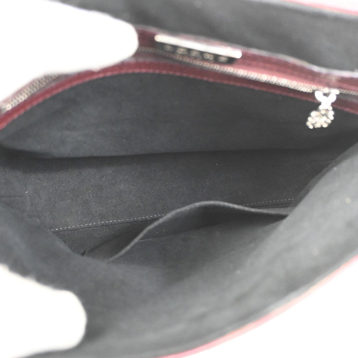 LOEWE Logo Shoulder Bag Embossing Leather Burgundy SHW Spain 32CA971