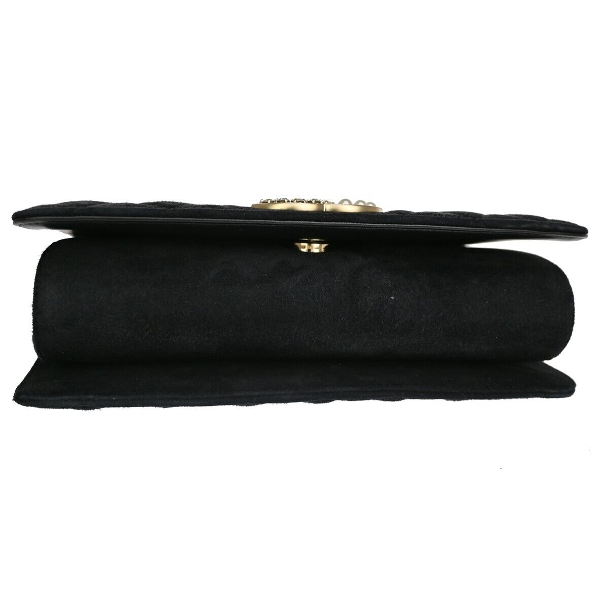 CHANEL CC Logo Matelasse Chain Shoulder Bag Suede BK Rhinestone Pearl 770RJ051