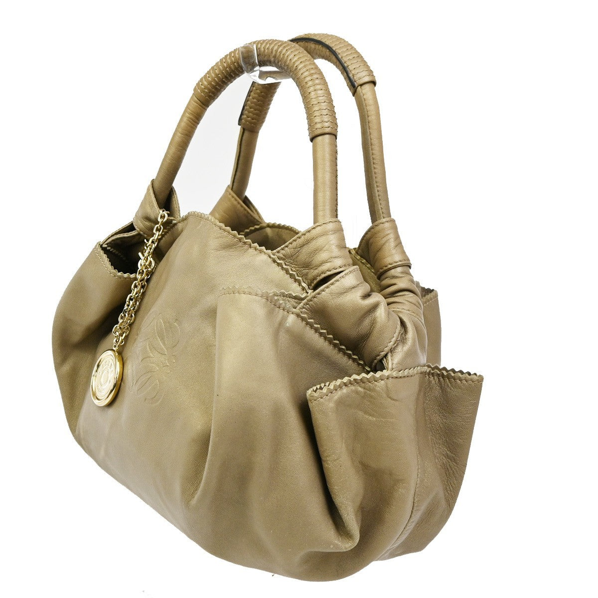 LOEWE Anagram Logo Nappa Aire Hand Bag Leather Beige GHW Spain 34KC278