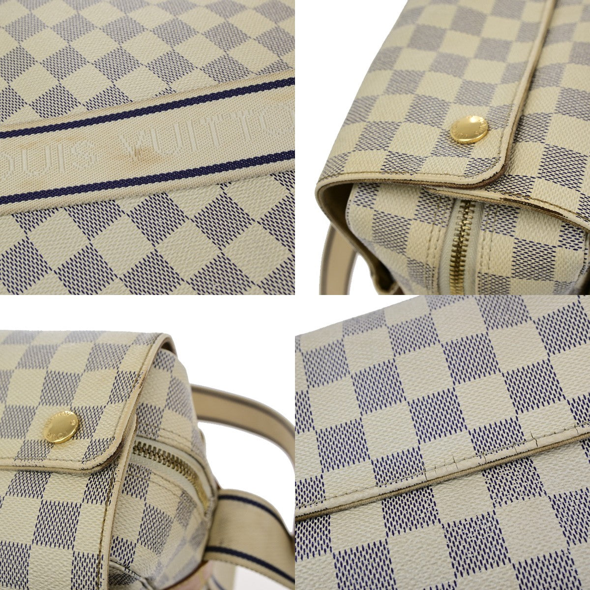 LOUIS VUITTON Naviglio Shoulder Bag Damier Azur Leather White N51189 84YH092