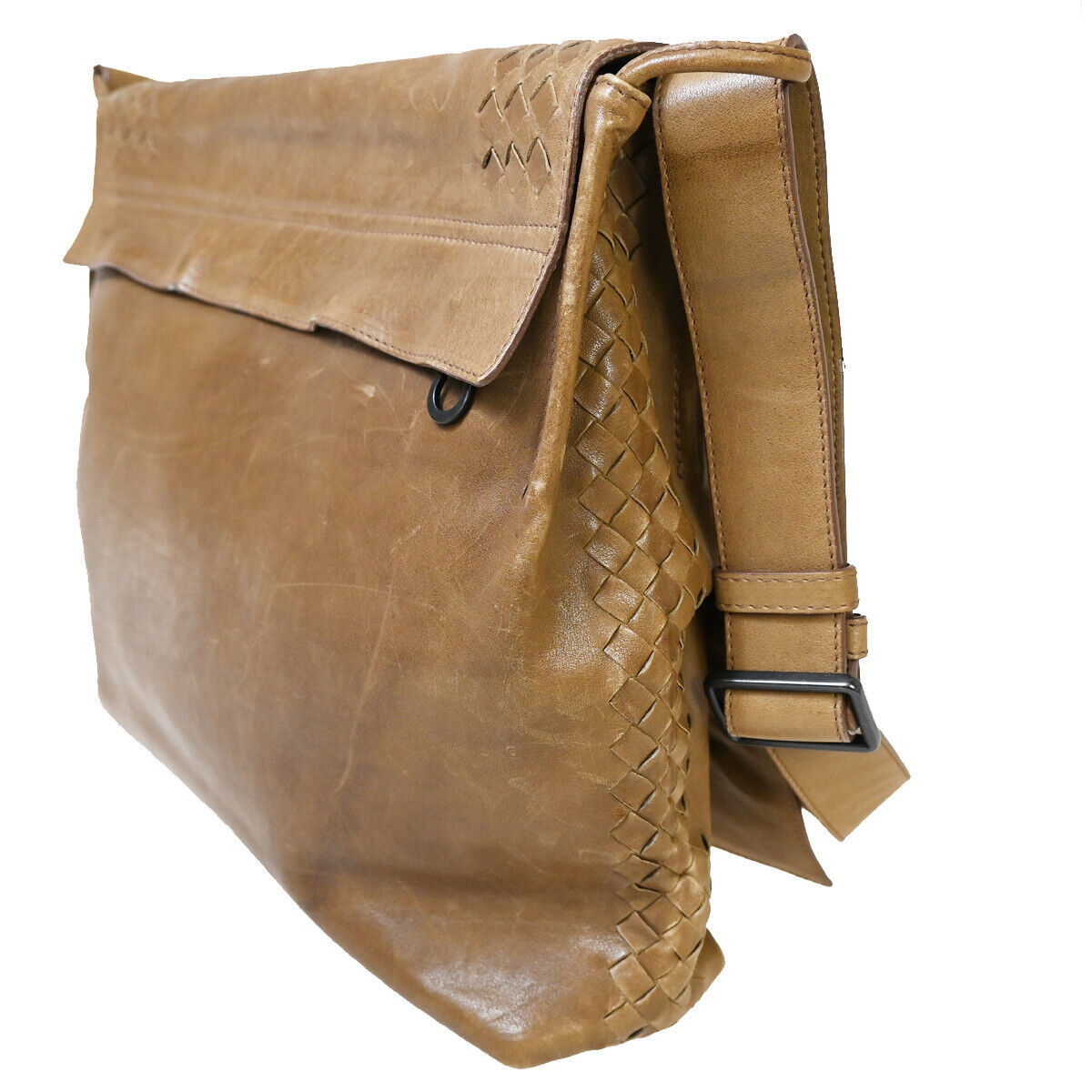 BOTTEGA VENETA Logo Intrecciato Shoulder Bag Leather Brown Italy 30YE318