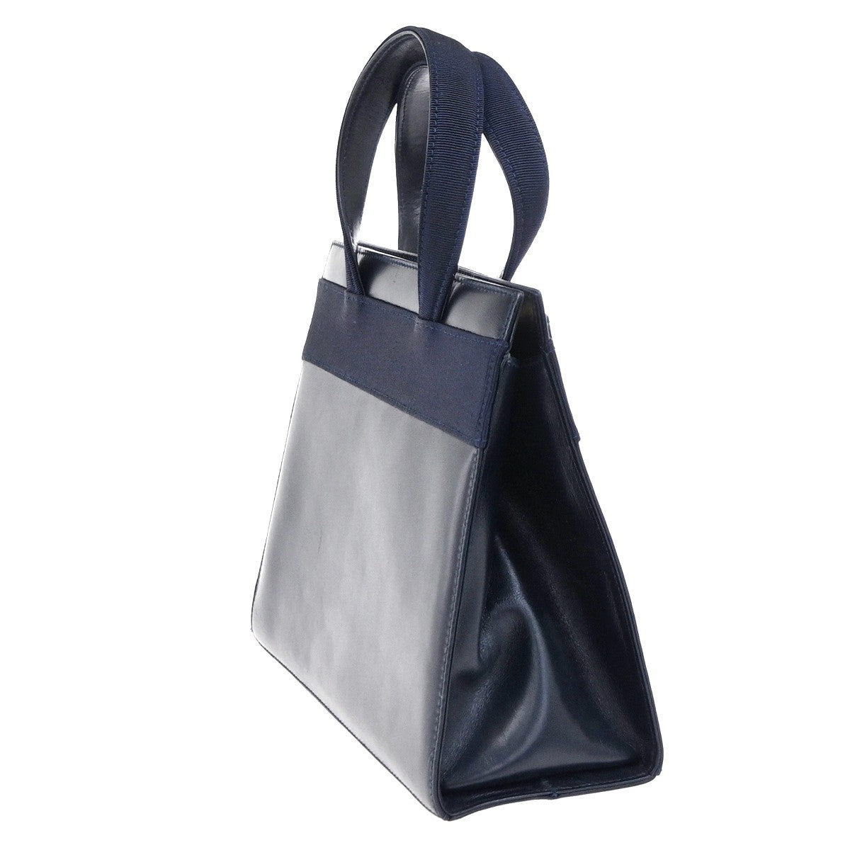 SALVATORE FERRAGAMO Vara 2Way Shoulder Hand Bag Canvas Leather Navy Blue 80YH965