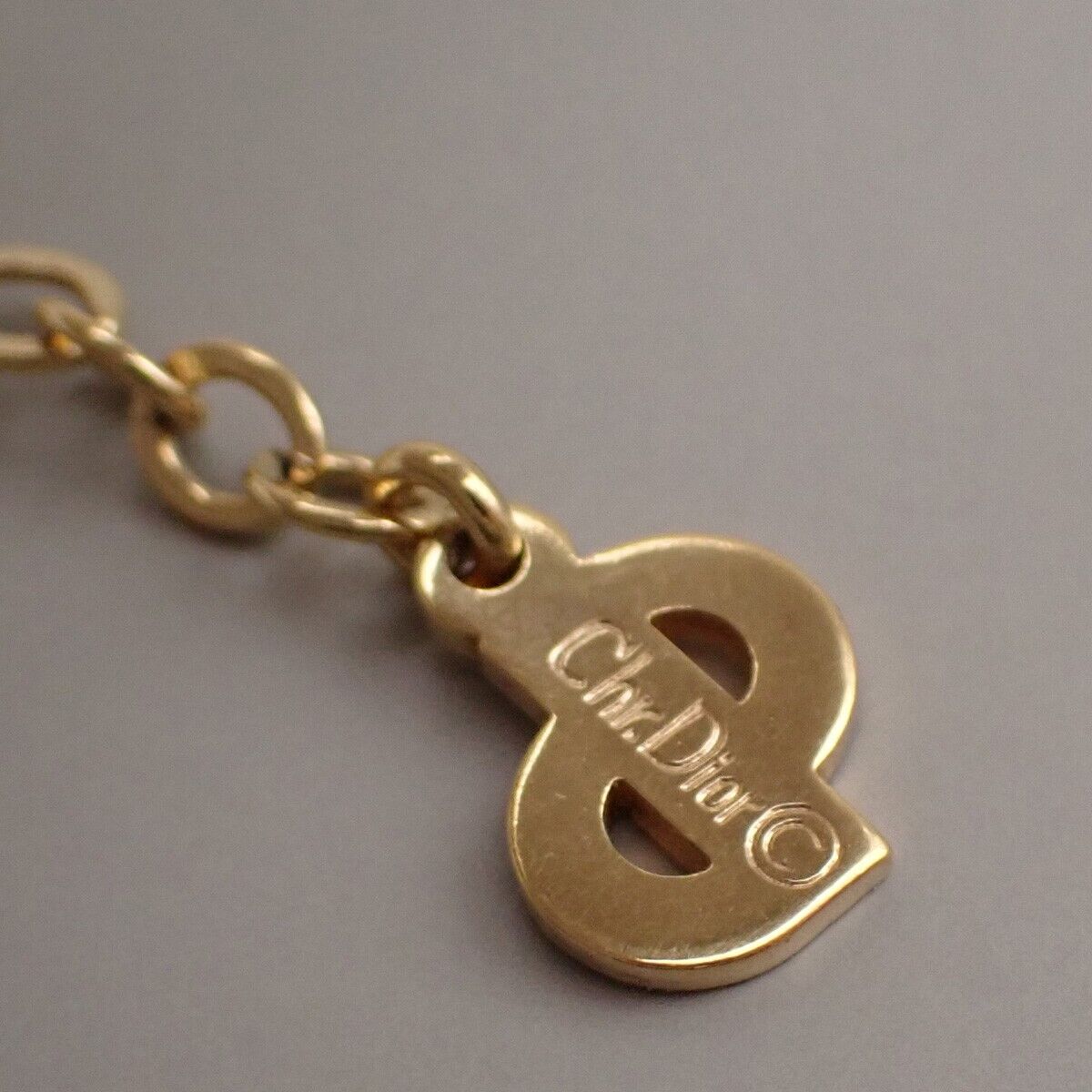 CHRISTIAN DIOR CD Logo Pendant Necklace Charm Gold Silver 02YG839
