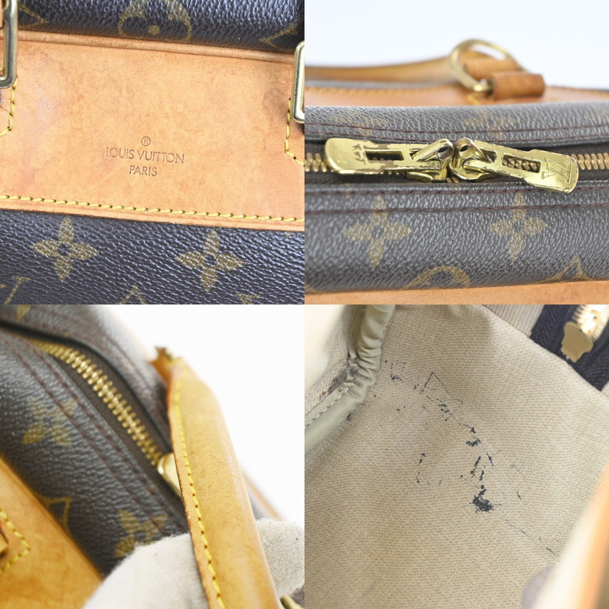 LOUIS VUITTON LV Logo Deauville Hand Bag Monogram Leather Brown M47270 81TA584