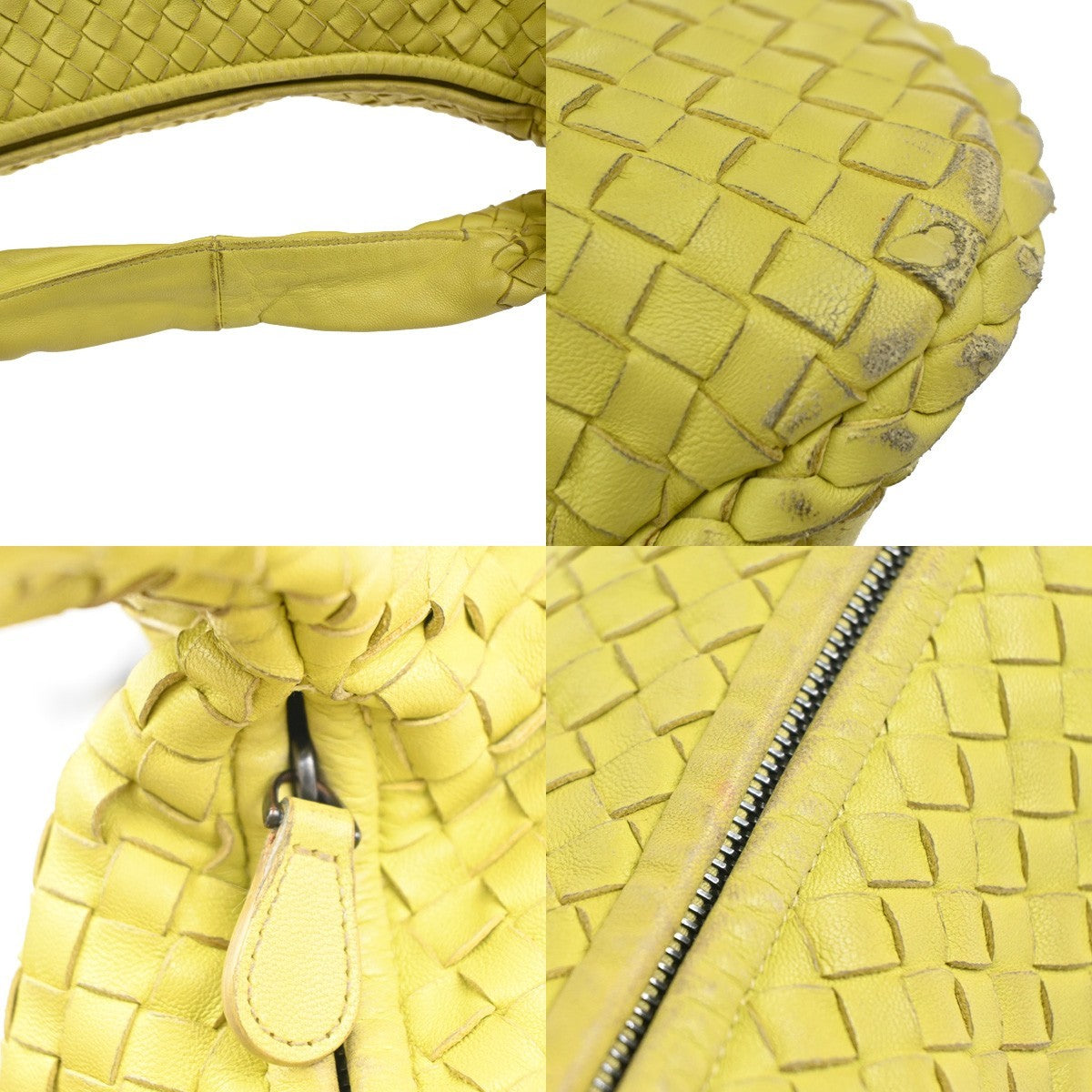 BOTTEGA VENETA Logo Intrecciato Shoulder Hand Bag Leather Yellow Italy 54MA142