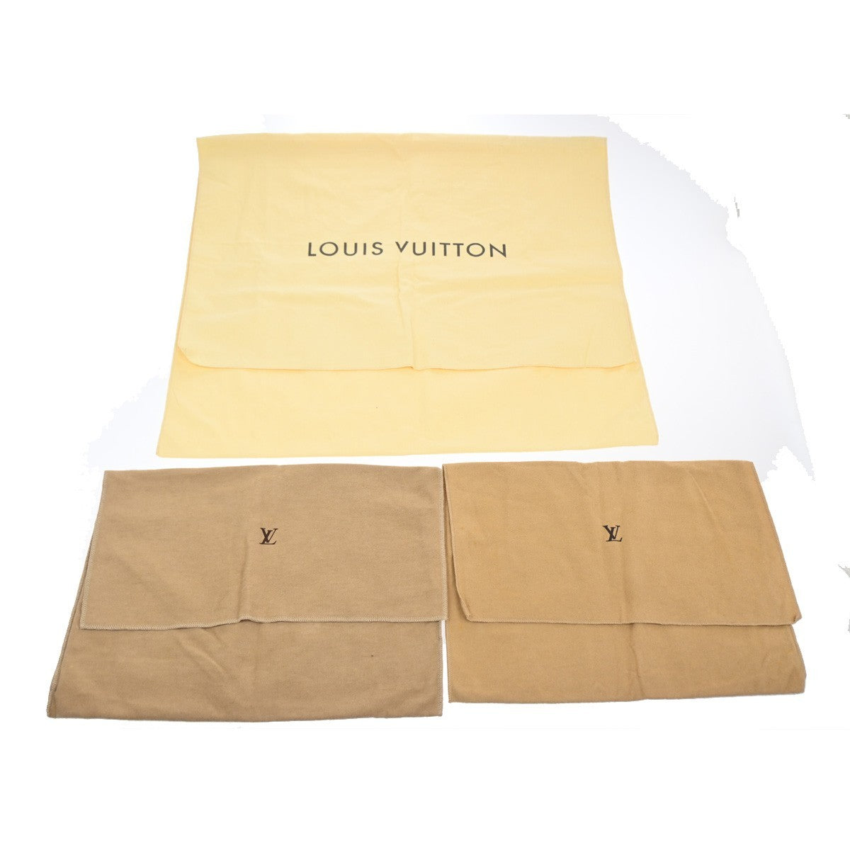 LOUIS VUITTON Logo 10 Set Dust Bag Drawstring Canvas Cotton Beige Brown 09KC752