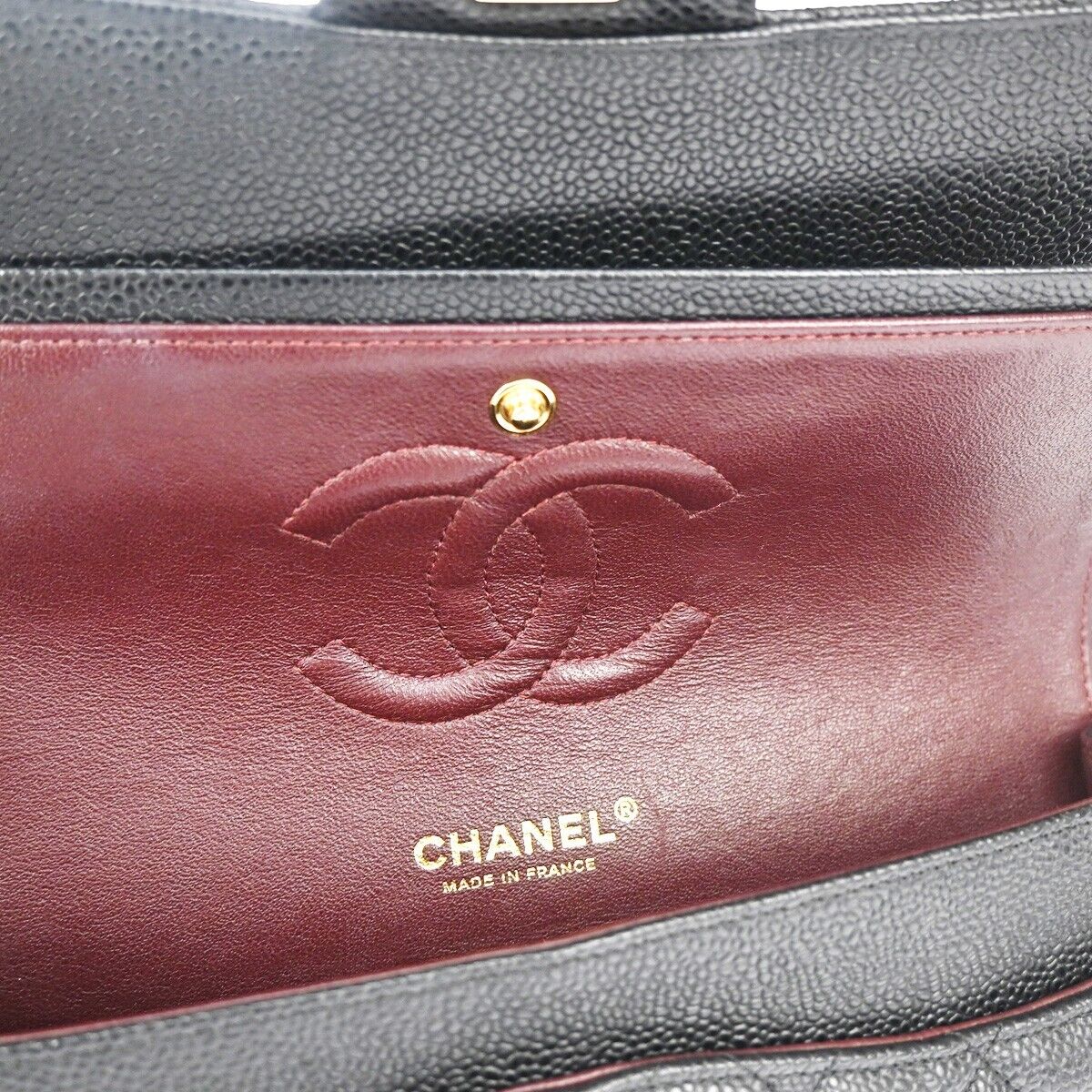 CHANEL CC Matelasse 25 Double Flap Chain Shoulder Bag Caviar Leather BK 465LC344