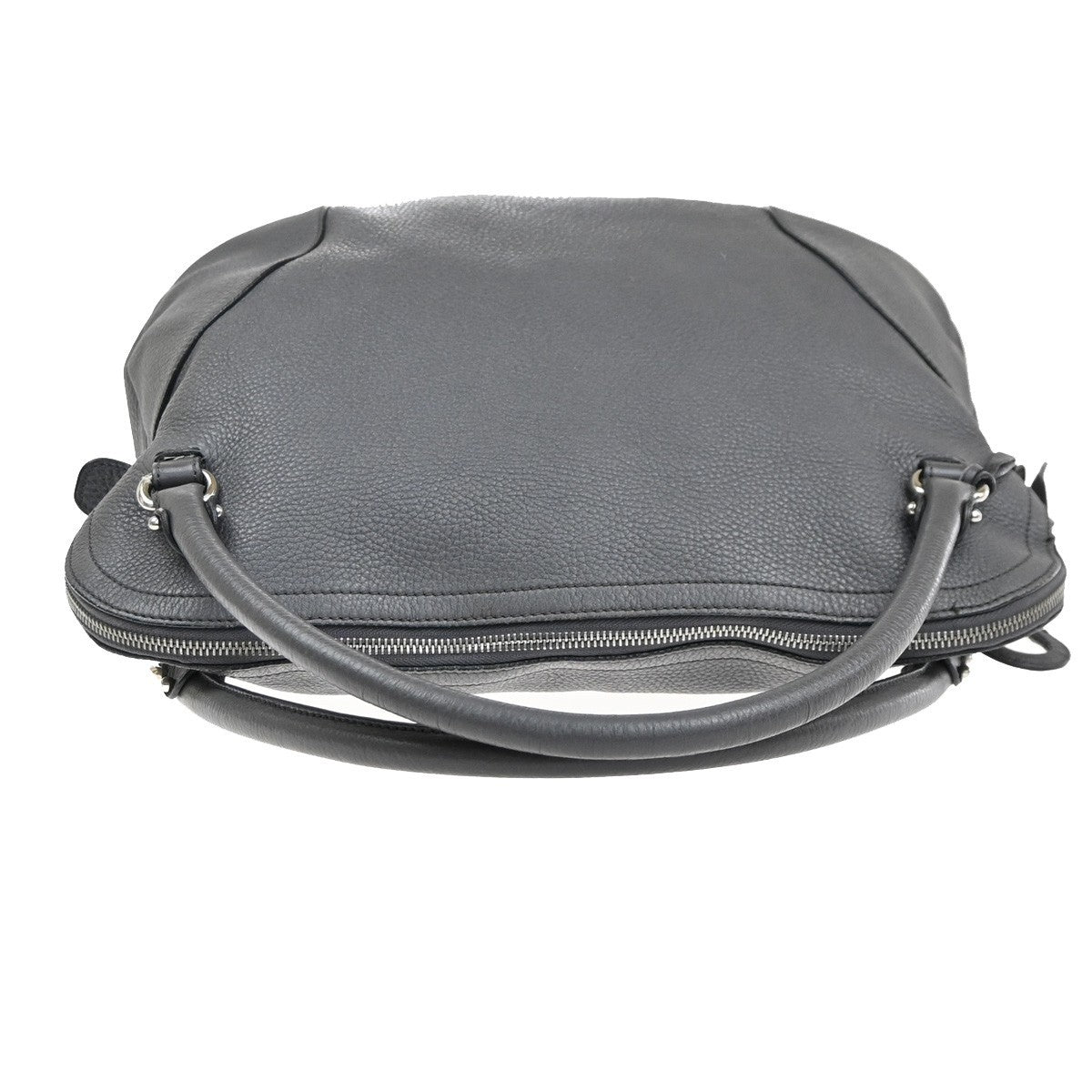 SALVATORE FERRAGAMO Logo Gancini Shoulder Hand Bag Leather Gray Italy 67KD031