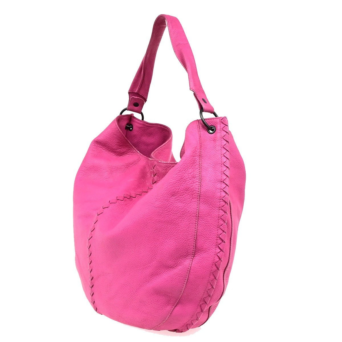 BOTTEGA VENETA Logo Intrecciato Shoulder Hobo Bag Leather Pink Italy 16KD154