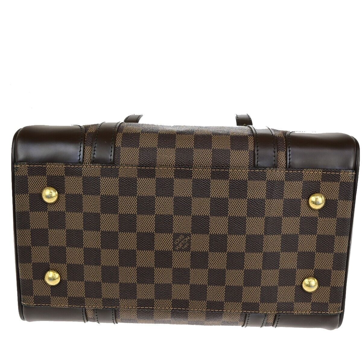 LOUIS VUITTON Logo Berkeley Hand Bag Damier Ebene Leather Brown N52000 50ED095