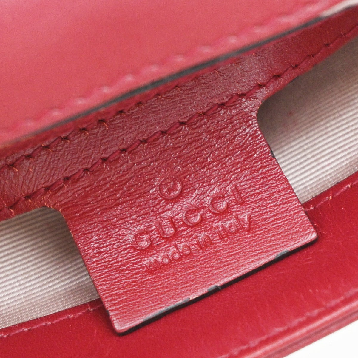 GUCCI Logo GG Marmont Ally Shoulder Bag Leather Red GHW 74KP184