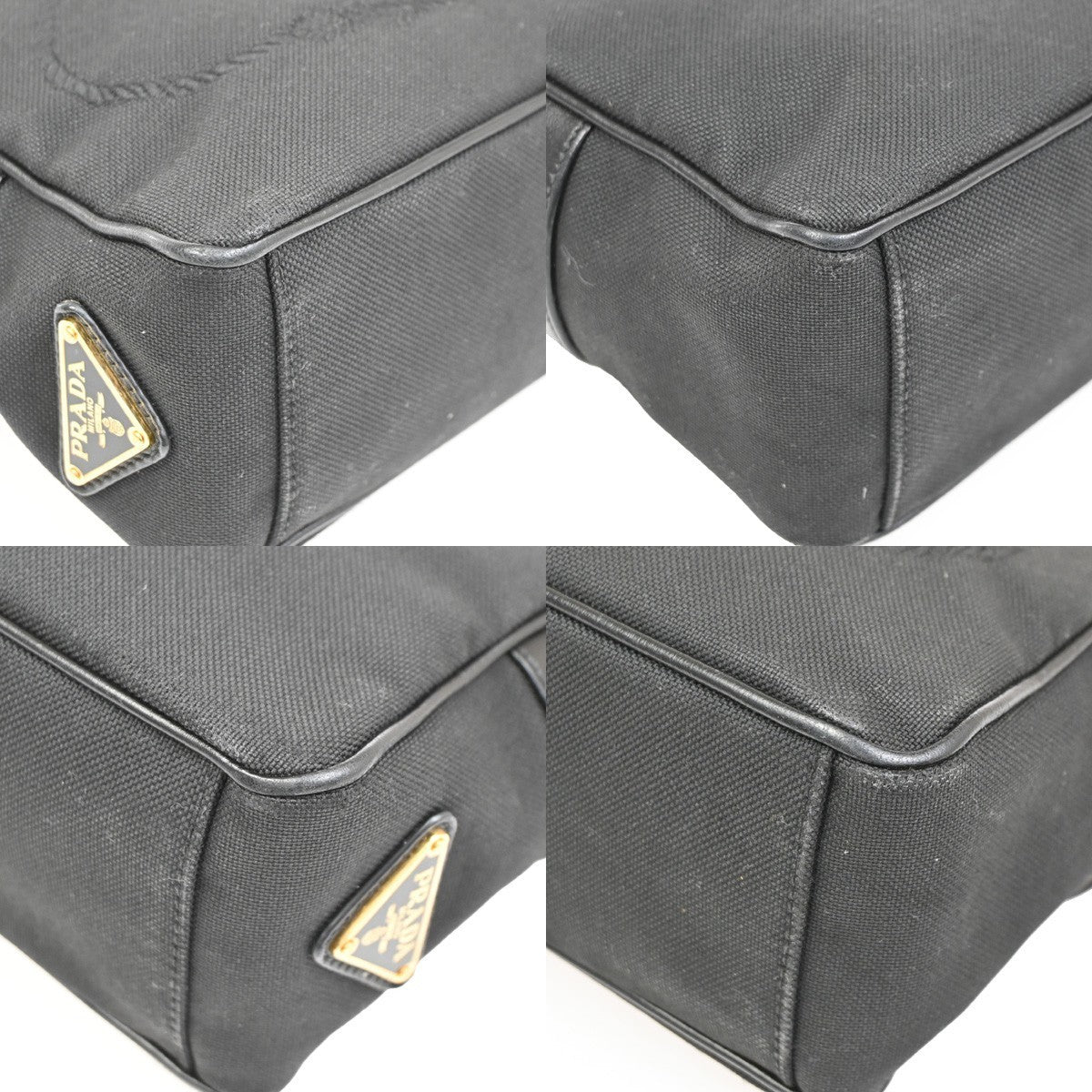 PRADA MILANO Jacquard Crossbody Shoulder Bag Canvas Leather Black GHW 76KC012