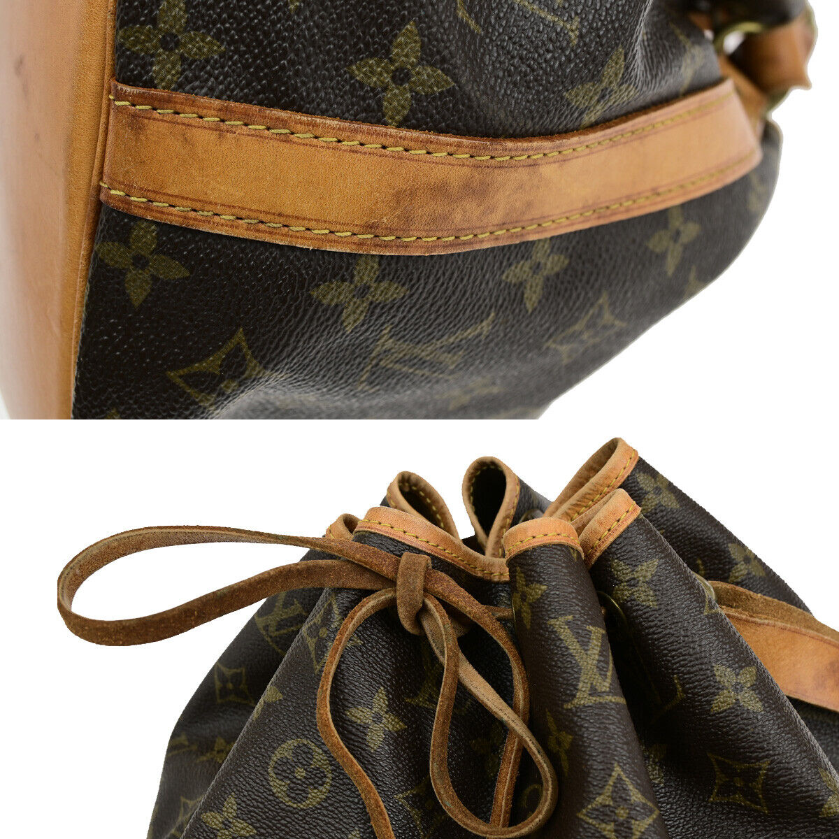 LOUIS VUITTON Petit Noe Drawstring Shoulder Bag Monogram Leather M42226 80SJ020