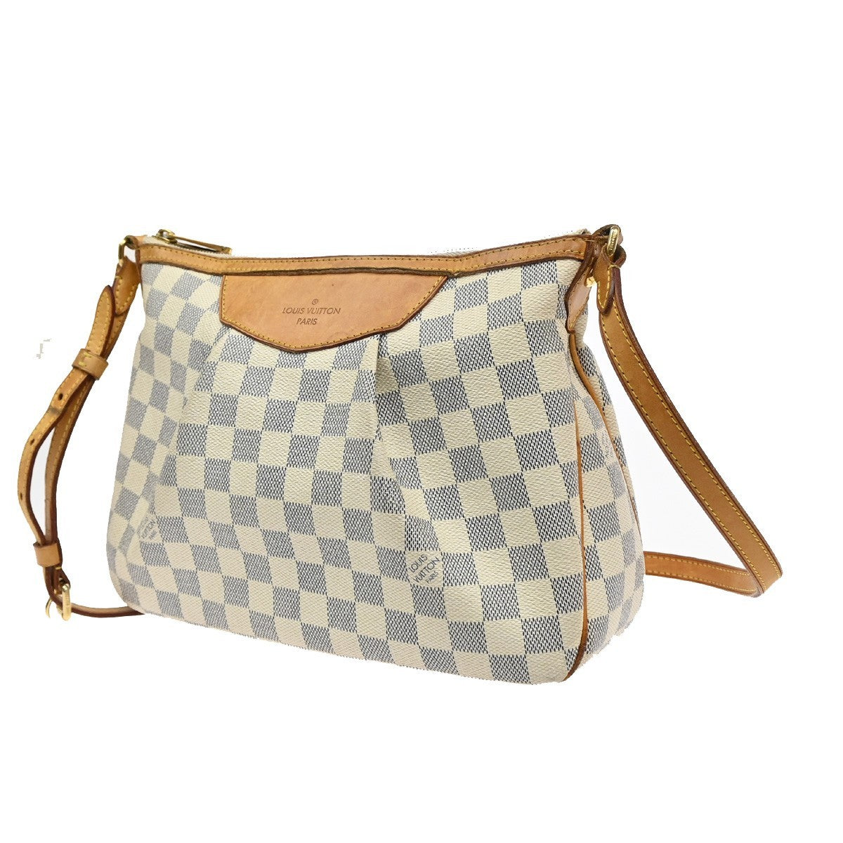 LOUIS VUITTON Siracusa PM Shoulder Bag Damier Azur Leather White N41113 15KB697