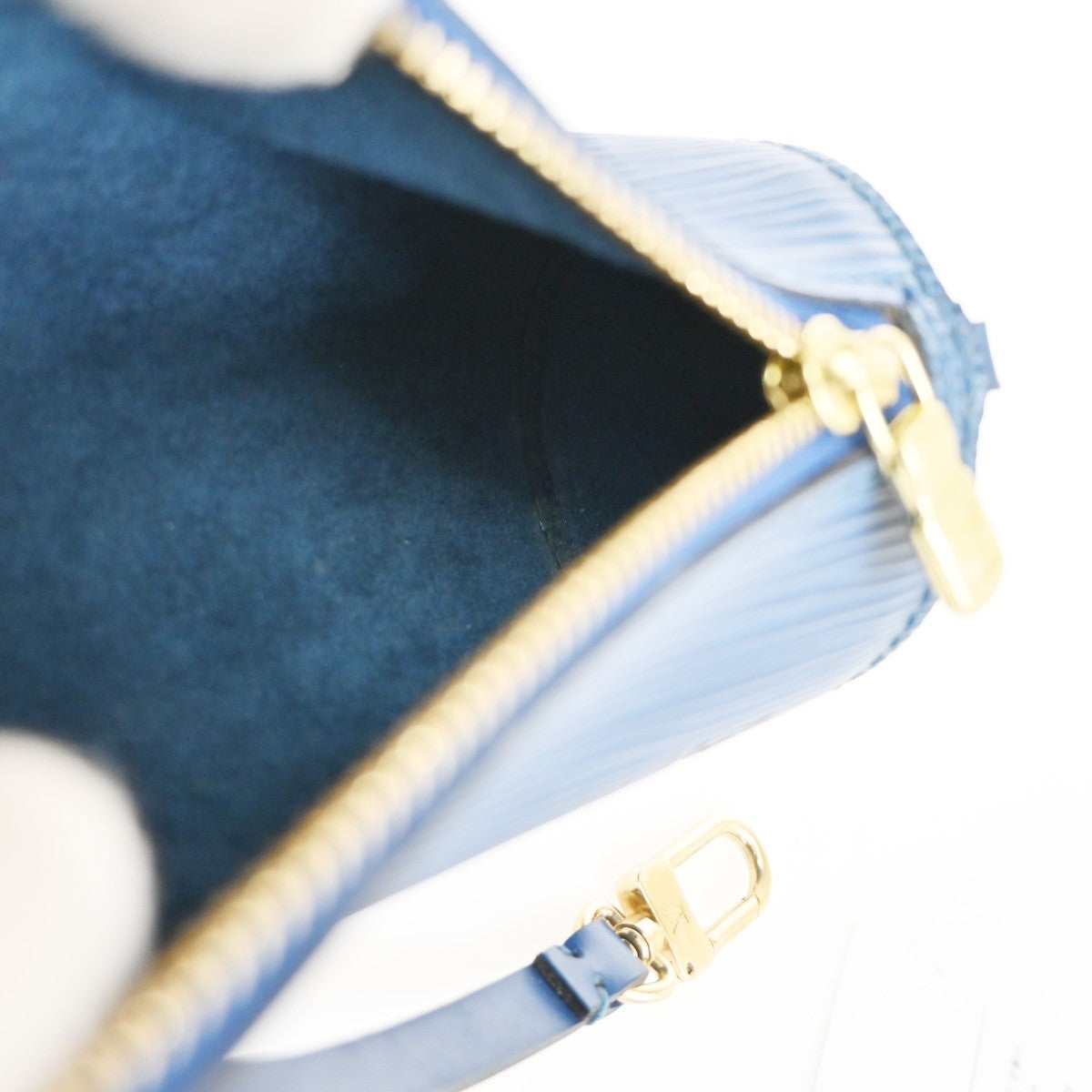 LOUIS VUITTON Soufflot Pouch Mini Hand Bag Bag Epi Leather Toledo Blue 61TA252