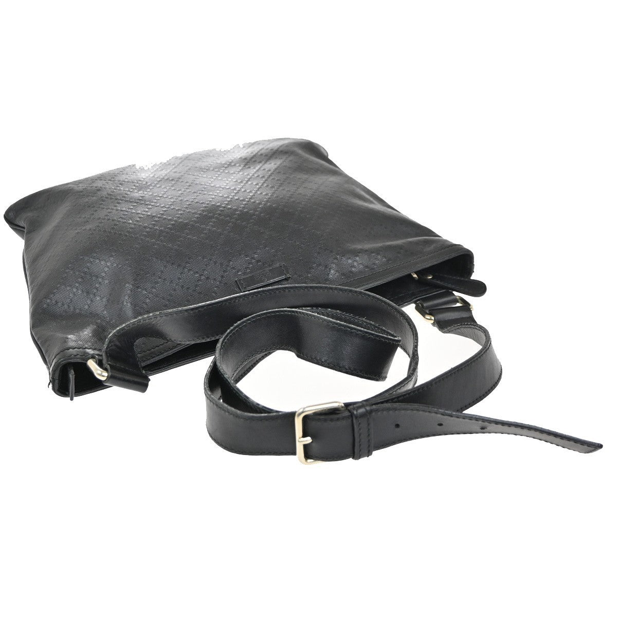 GUCCI Logo Diamante Crossbody Shoulder Bag PVC Leather Black GHW Italy 34KP438
