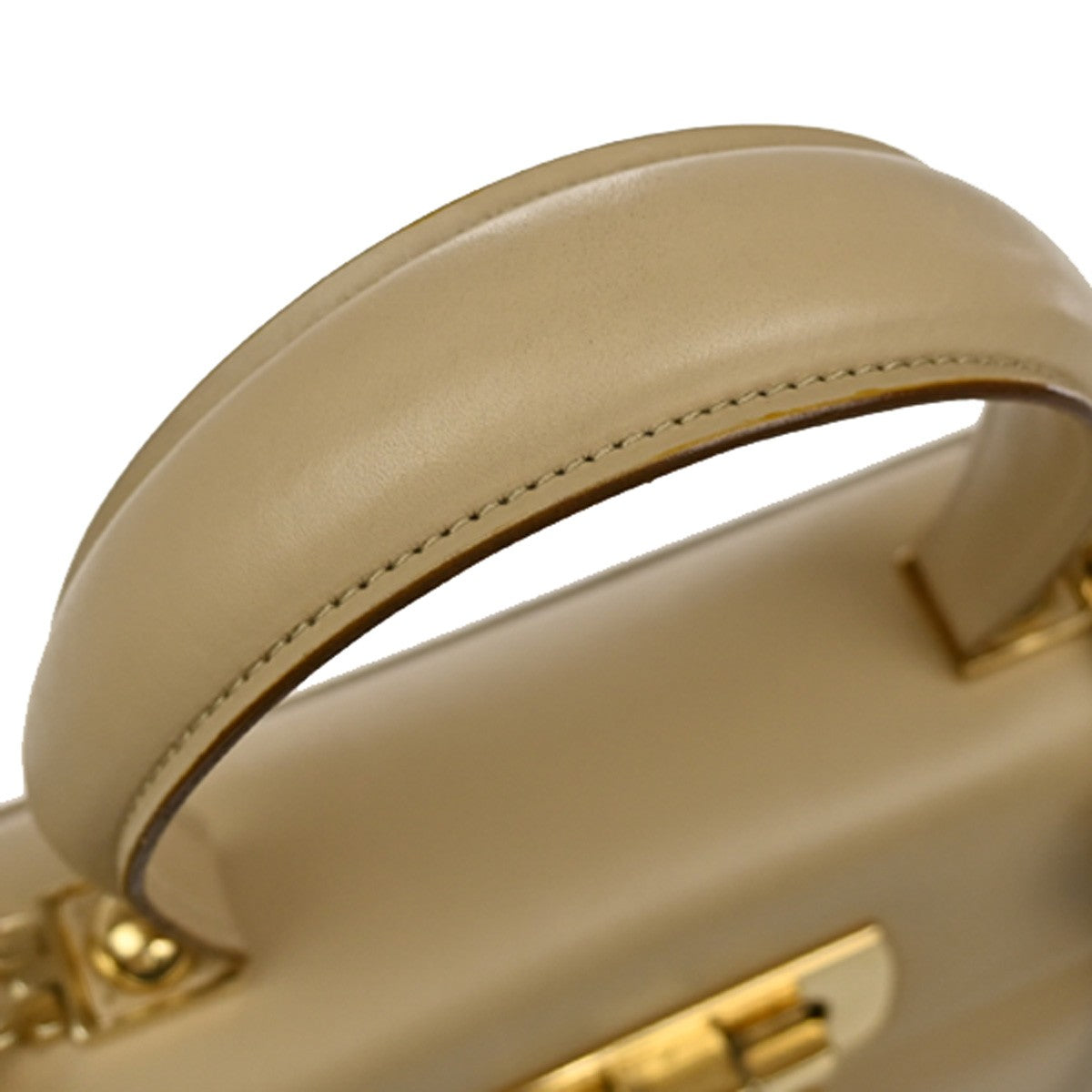 SALVATORE FERRAGAMO Gancini 2way Shoulder Hand Bag Leather Beige GHW 79RL329