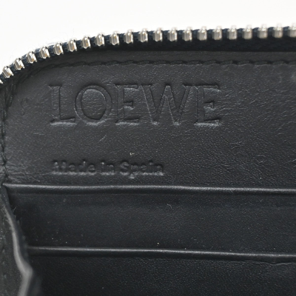 LOEWE Logo Anagram Repeat Long Zipper Wallet Embossed Leather Blue Navy 61KD063