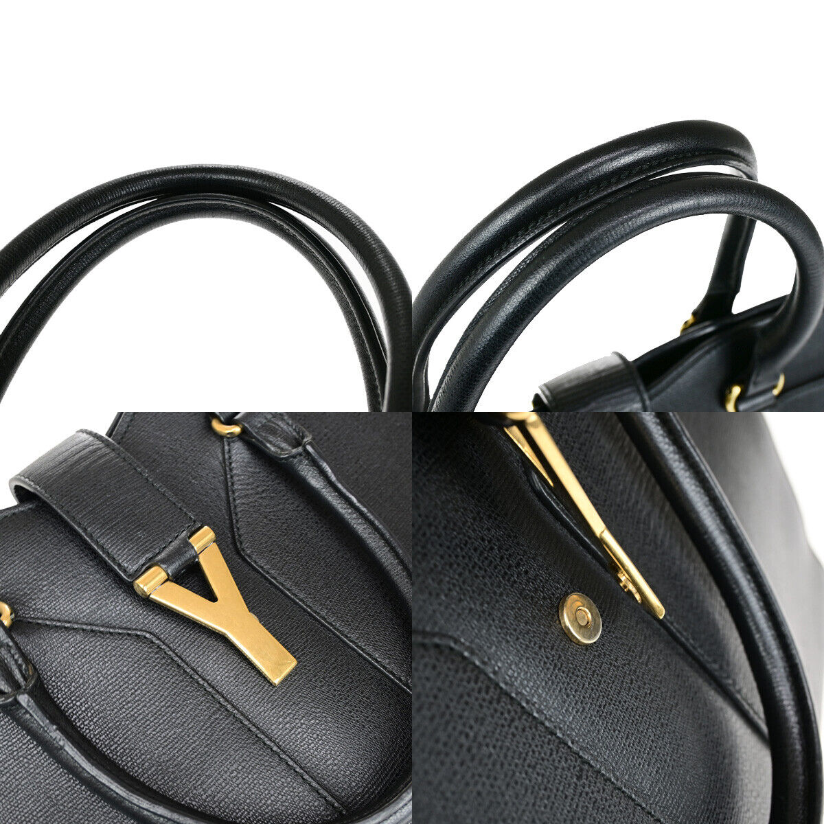 YVES SAINT LAURENT Y Line Cabas Chyc Hand Bag Leather Black GHW Italy 22YG428