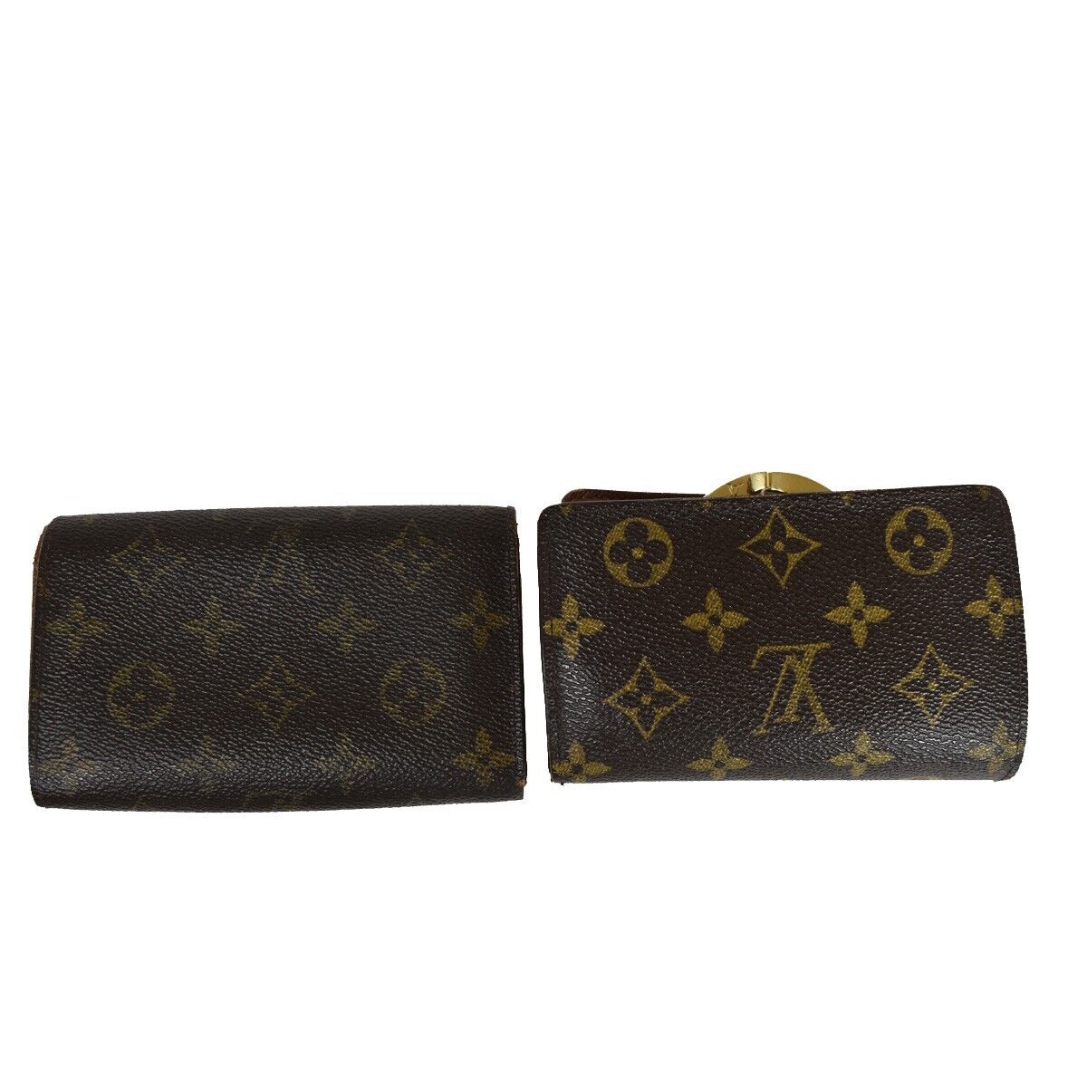 LOUIS VUITTON 2 Set Bifold Wallet Purse Monogram Leather Brown 60GA568