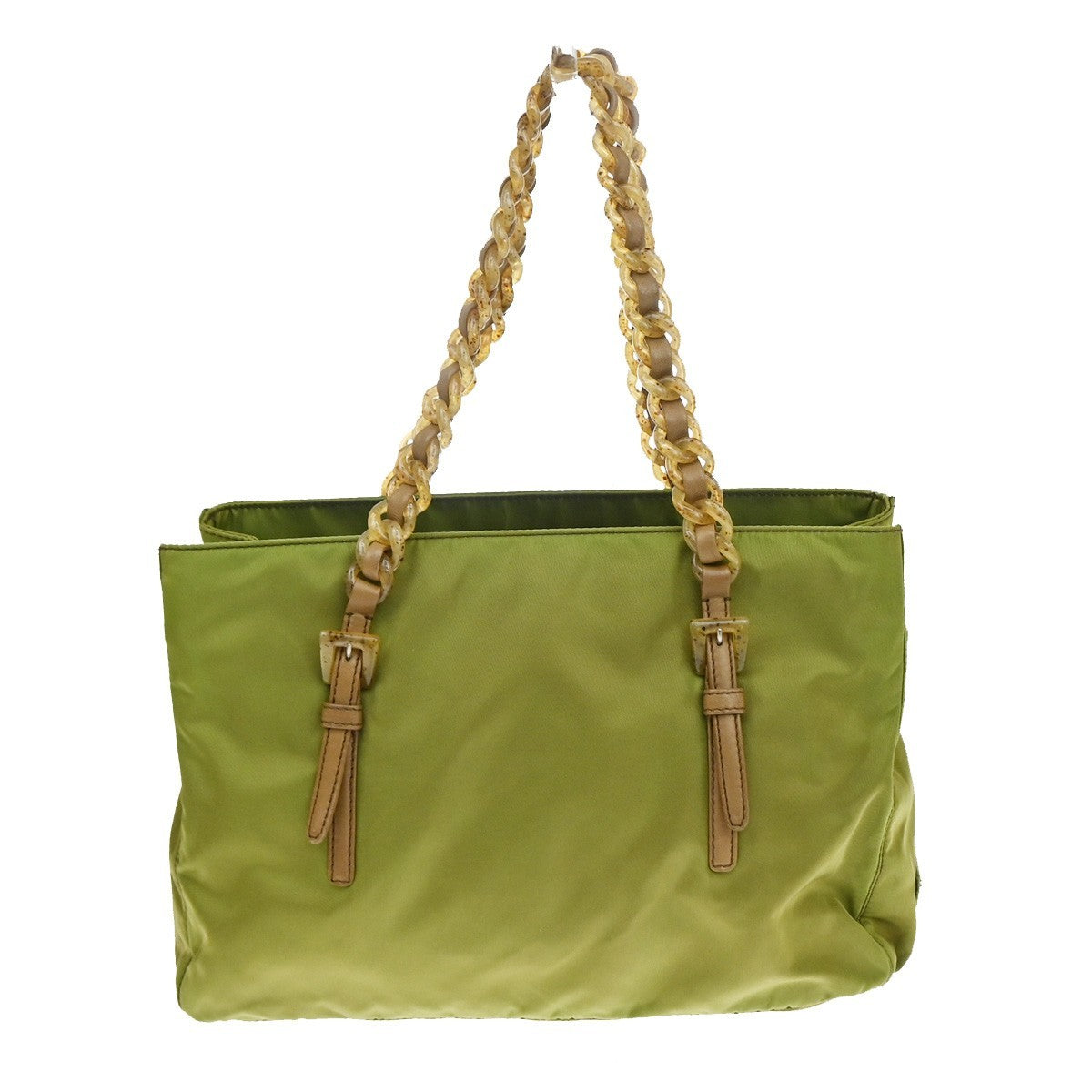 PRADA MILANO Logo Shoulder Hand Bag Nylon Tessuto Leather Green 04CB020