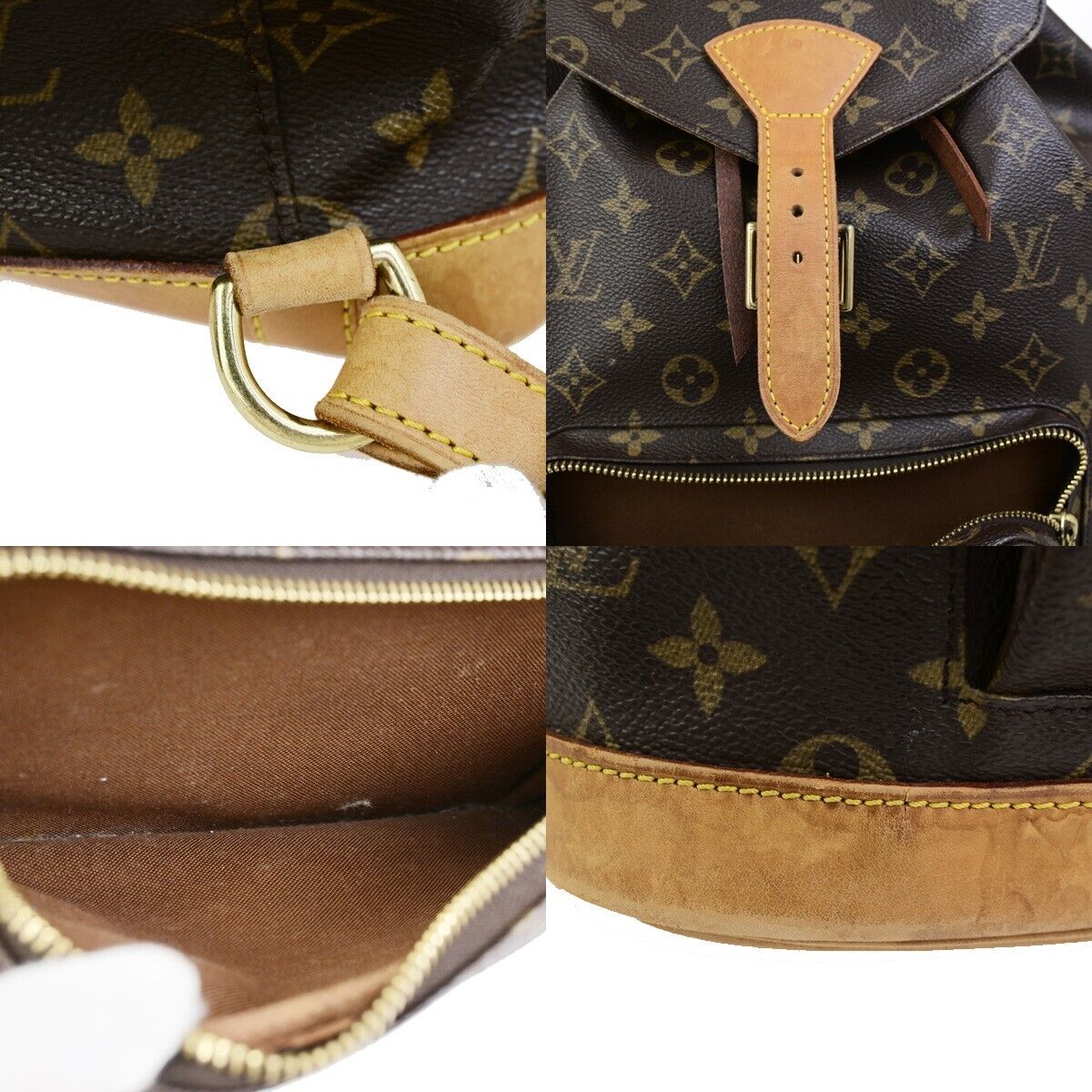 LOUIS VUITTON Montsouris GM Backpack Bag Monogram Leather Brown M51135 13EC875