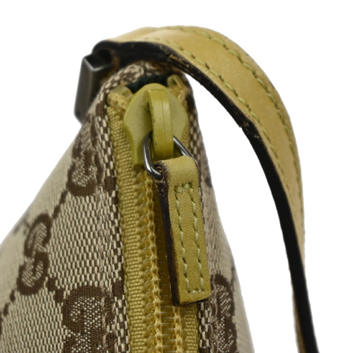 GUCCI GG Pattern Boat Pochette Hand Bag Canvas Leather BE YW Italy 77MA617