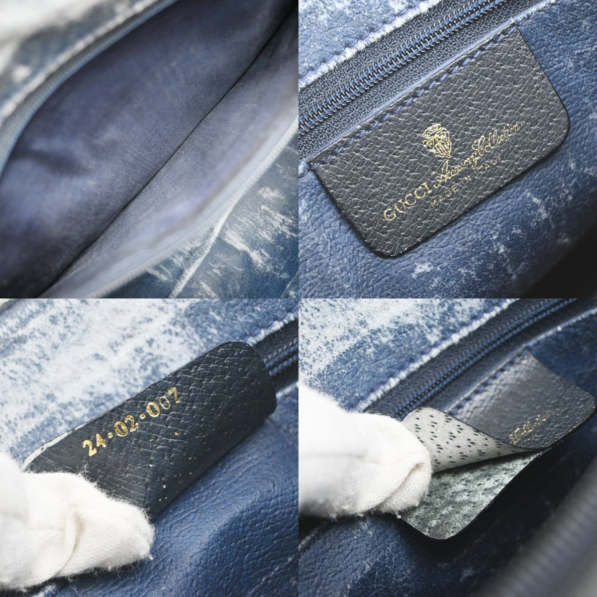 GUCCI GG Pattern Sherry Web Travel Hand Bag PVC Leather Navy Blue Italy 33YJ219