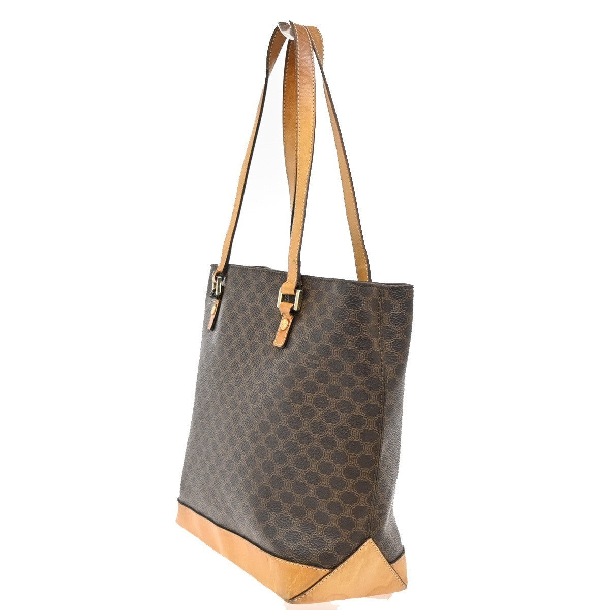 CELINE Logo Macadam Pattern Shoulder Tote Bag PVC Leather Brown Italy 04KP161