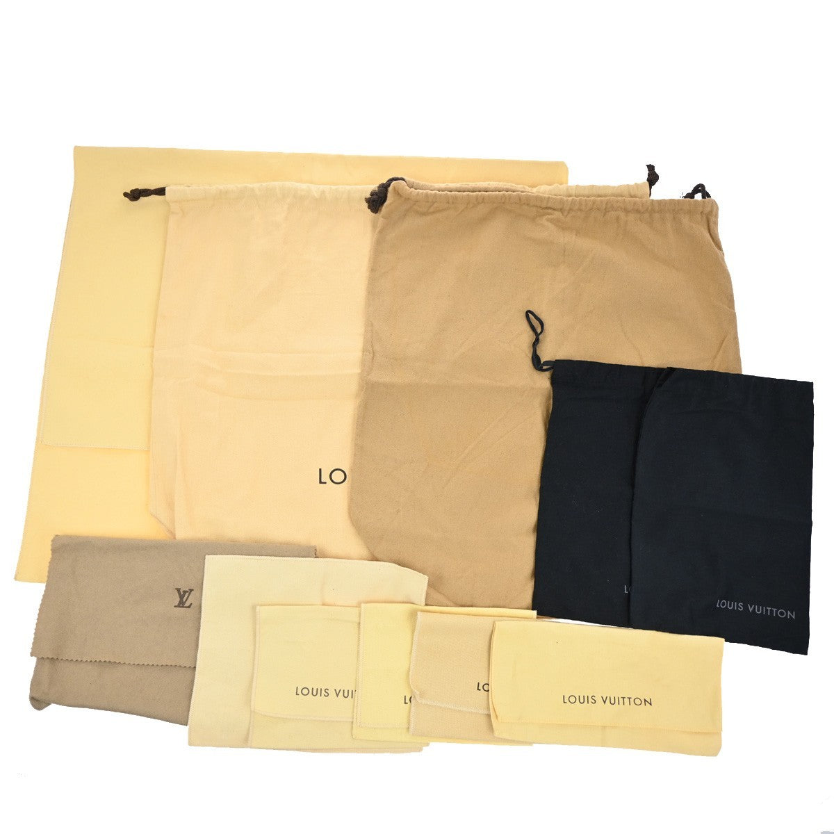 LOUIS VUITTON Logo 11 Set Dust Bag Shoe bag Canvas Cotton Beige Brown BK 09KP554