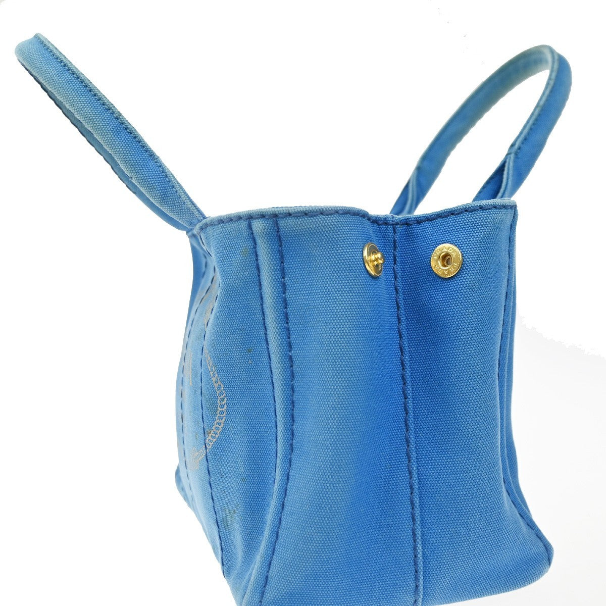 PRADA Logo CANAPA 2Way Shoulder Hand Bag Canvas Leather Blue Azzurro GHW 35KC772