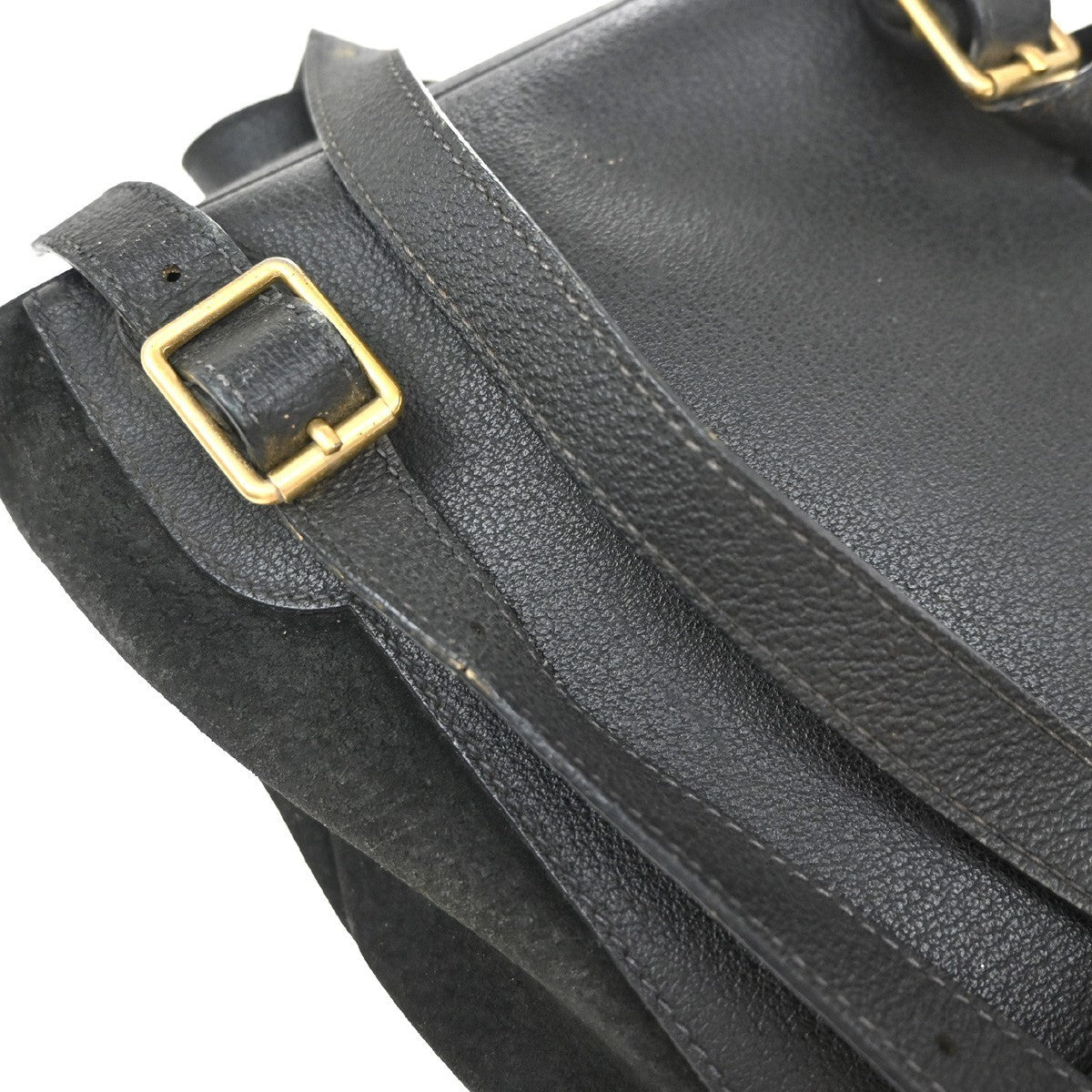 GUCCI Logo Bamboo Backpack Bag Suede Drawstring Black Italy 61EG169