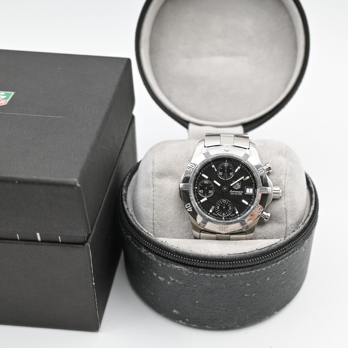 TAG HEUER Exclusive Chronograph Date Watch 41mm CN2111 AT Black Dial SS 58LC594