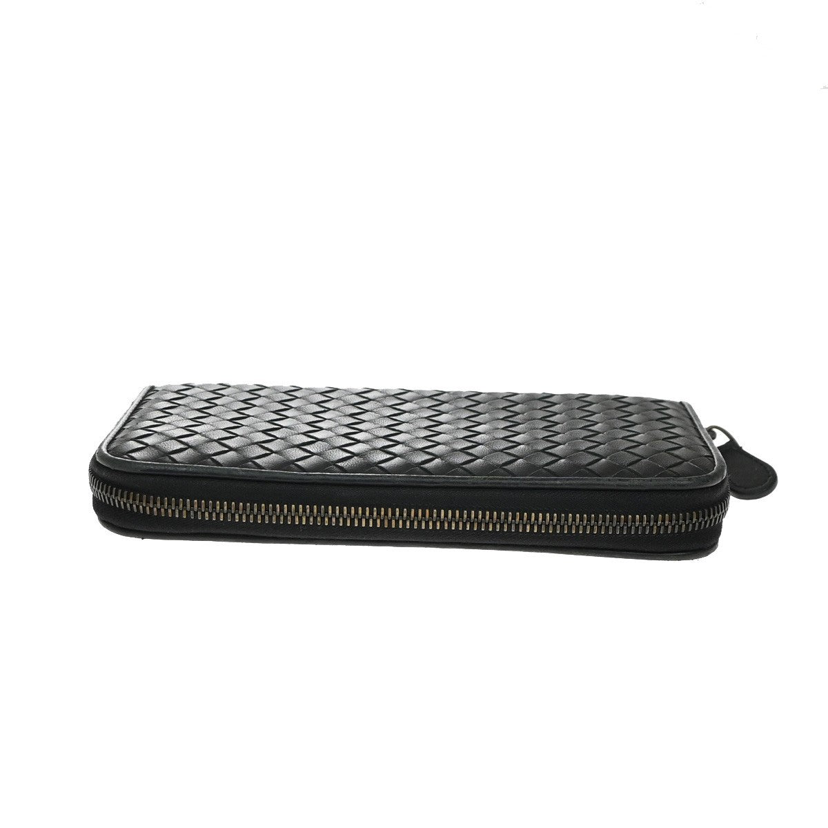 BOTTEGA VENETA Intrecciato Zipper Around Long Wallet Leather Black Italy 65KP223