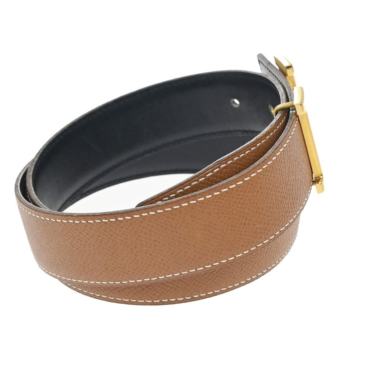 HERMES Logo Constant Reversible Buckle Belt Size 70 Leather Black BN GHW 82RL951